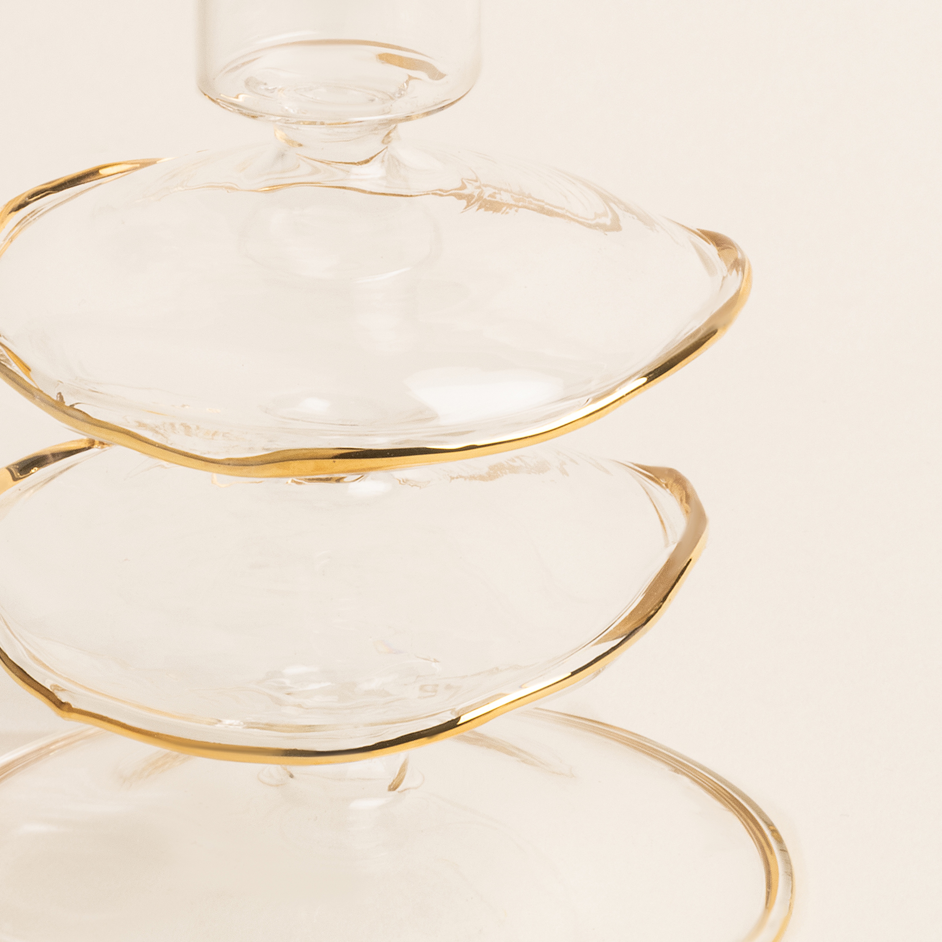 Henan Borosilikat Cam Şamdan 8x8x13 Cm Altın