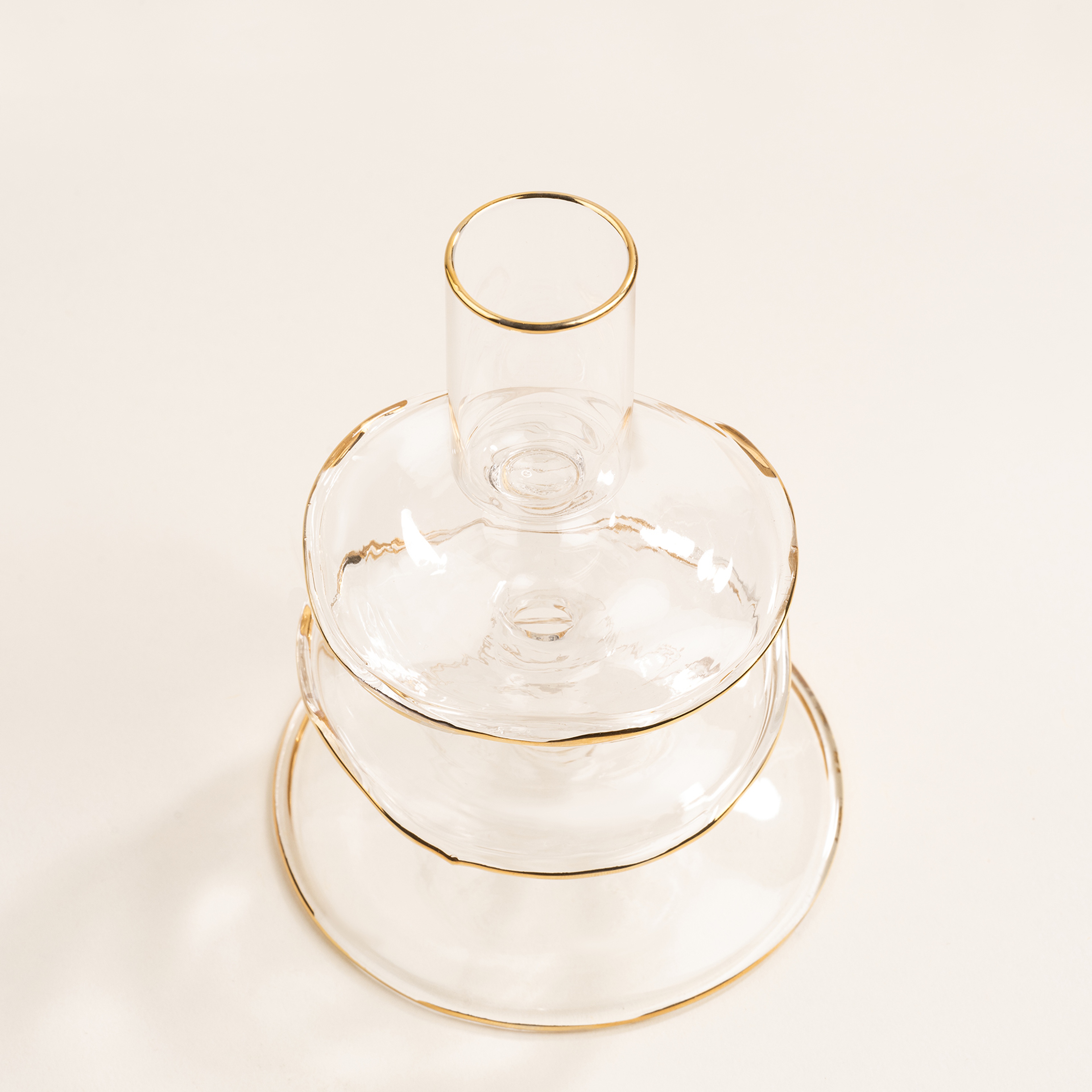 Henan Borosilikat Cam Şamdan 8x8x13 Cm Altın