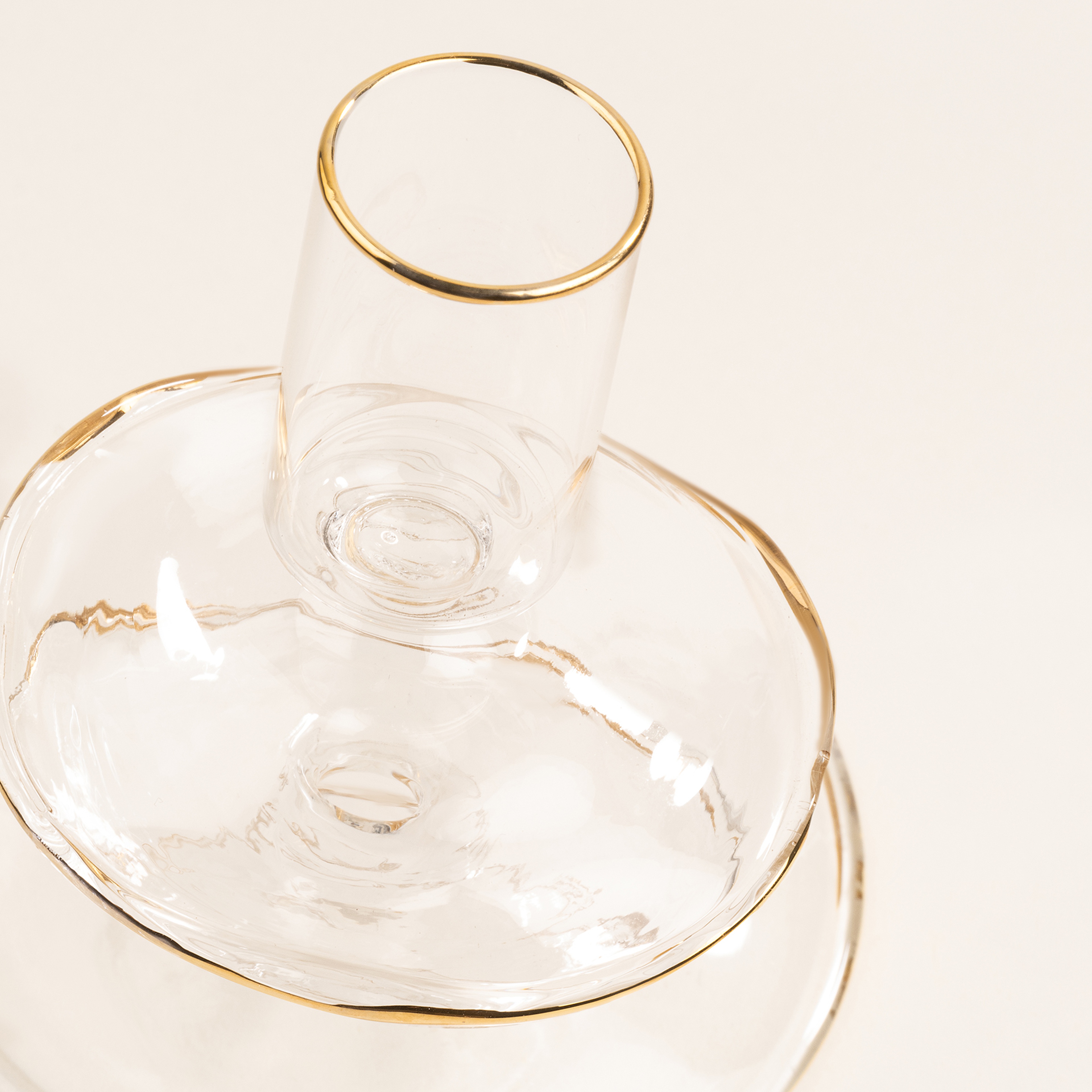 Henan Borosilikat Cam Şamdan 8x8x9 Cm Altın