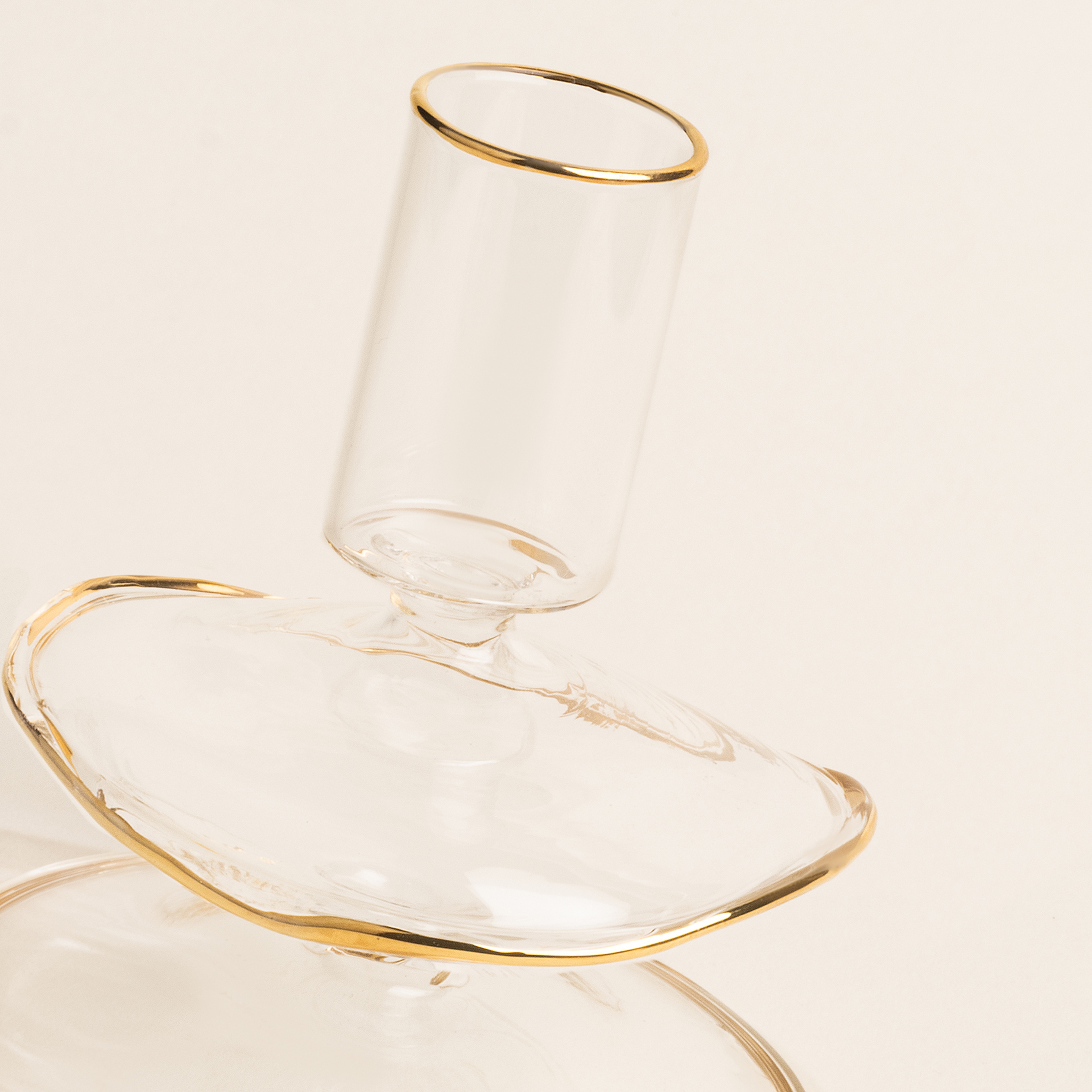 Henan Borosilikat Cam Şamdan 8x8x9 Cm Altın