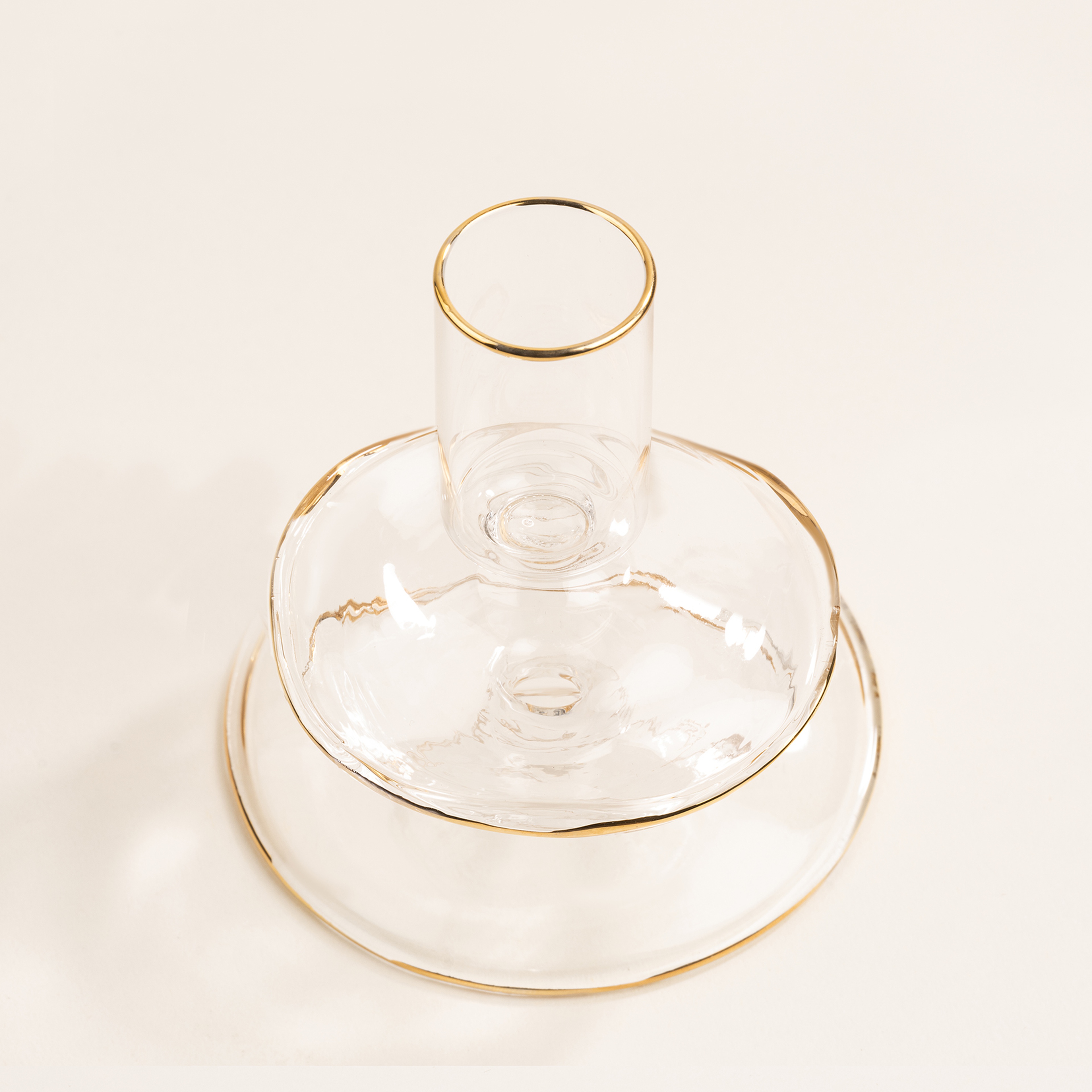 Henan Borosilikat Cam Şamdan 8x8x9 Cm Altın