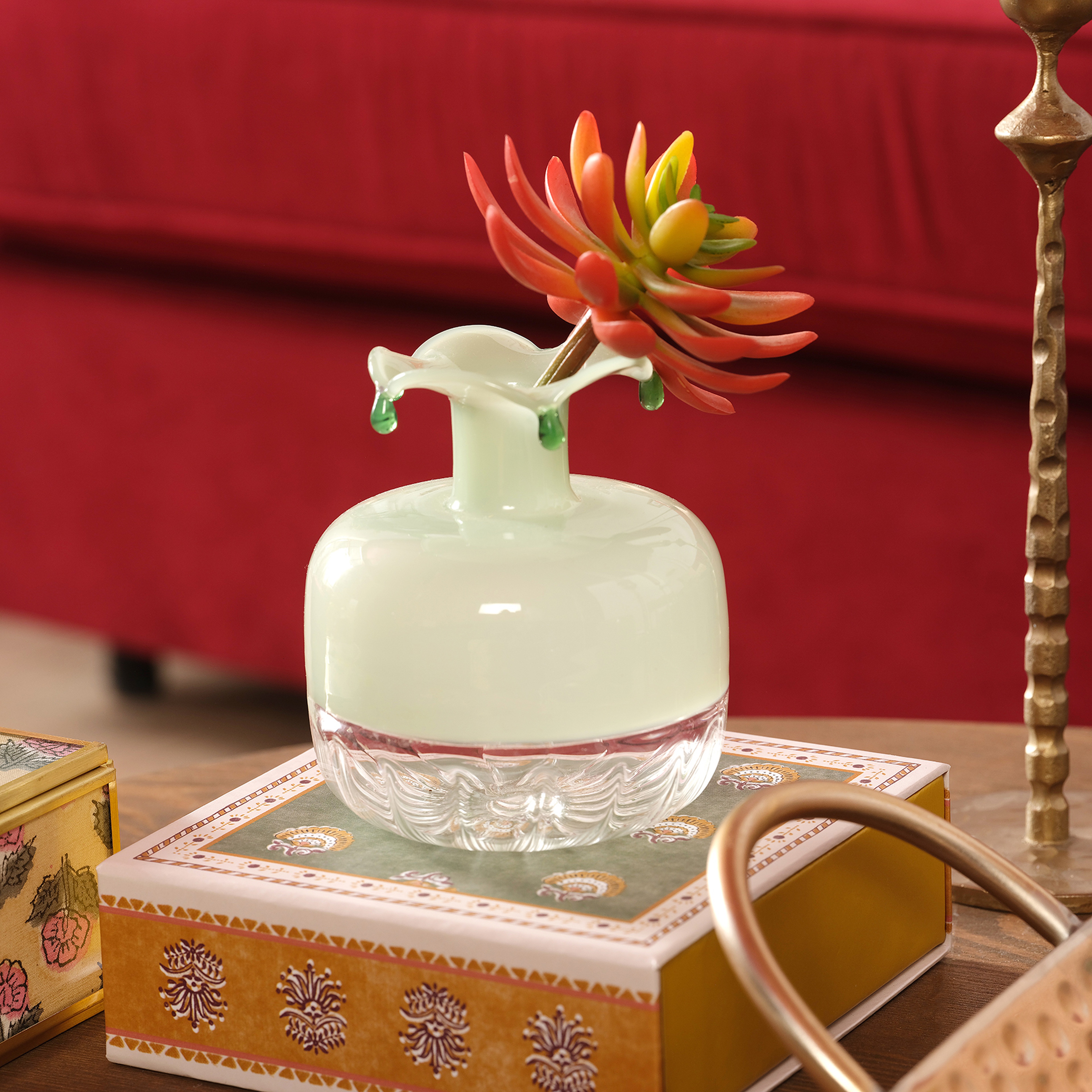 Henan Borosilikat Cam Vazo 9x9x11 Cm Yeşil