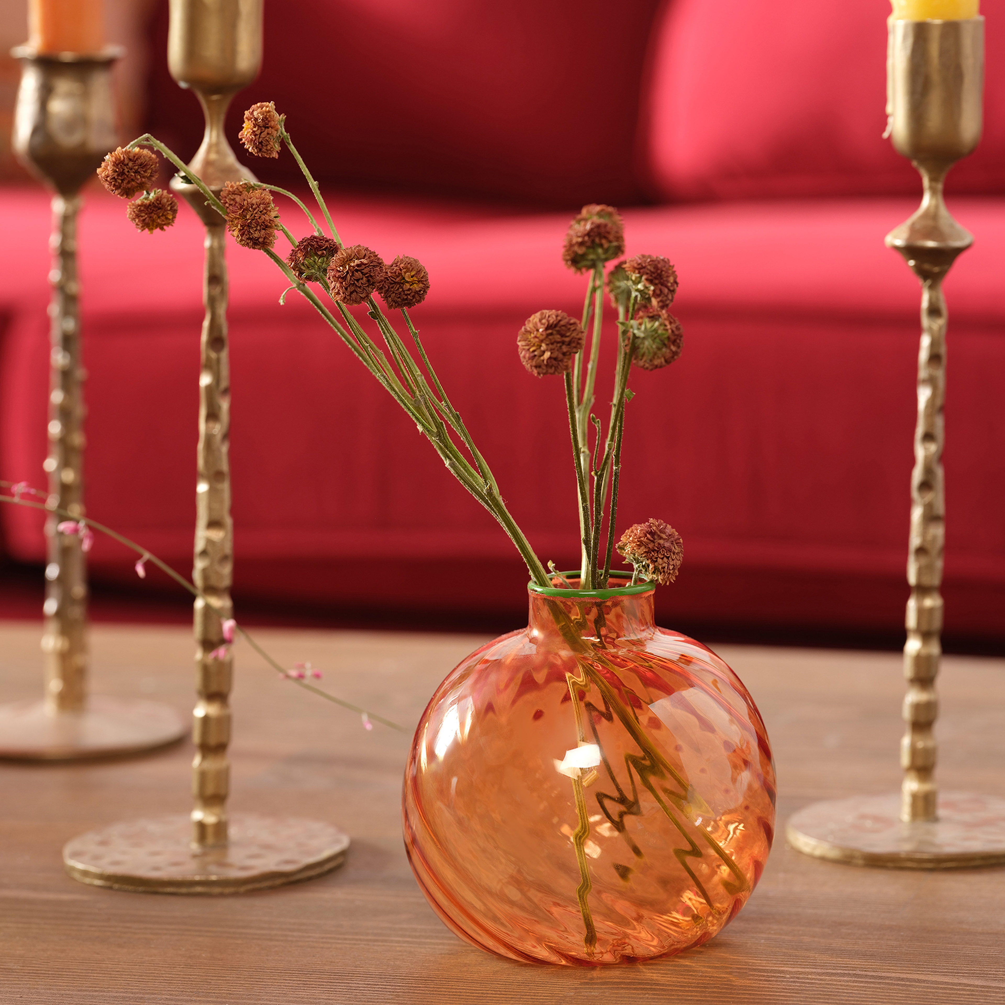 Nanjıng Borosilikat Cam Dekoratif Obje 9x9x11 Cm Turuncu