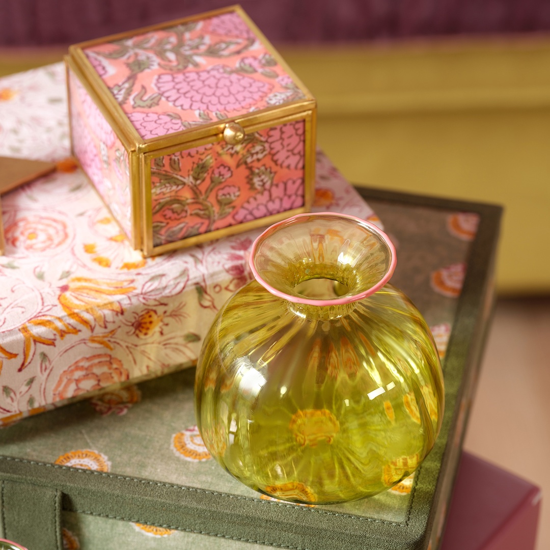 Nanjıng Borosilikat Cam Dekoratif Obje 10x10x10 Cm Sarı