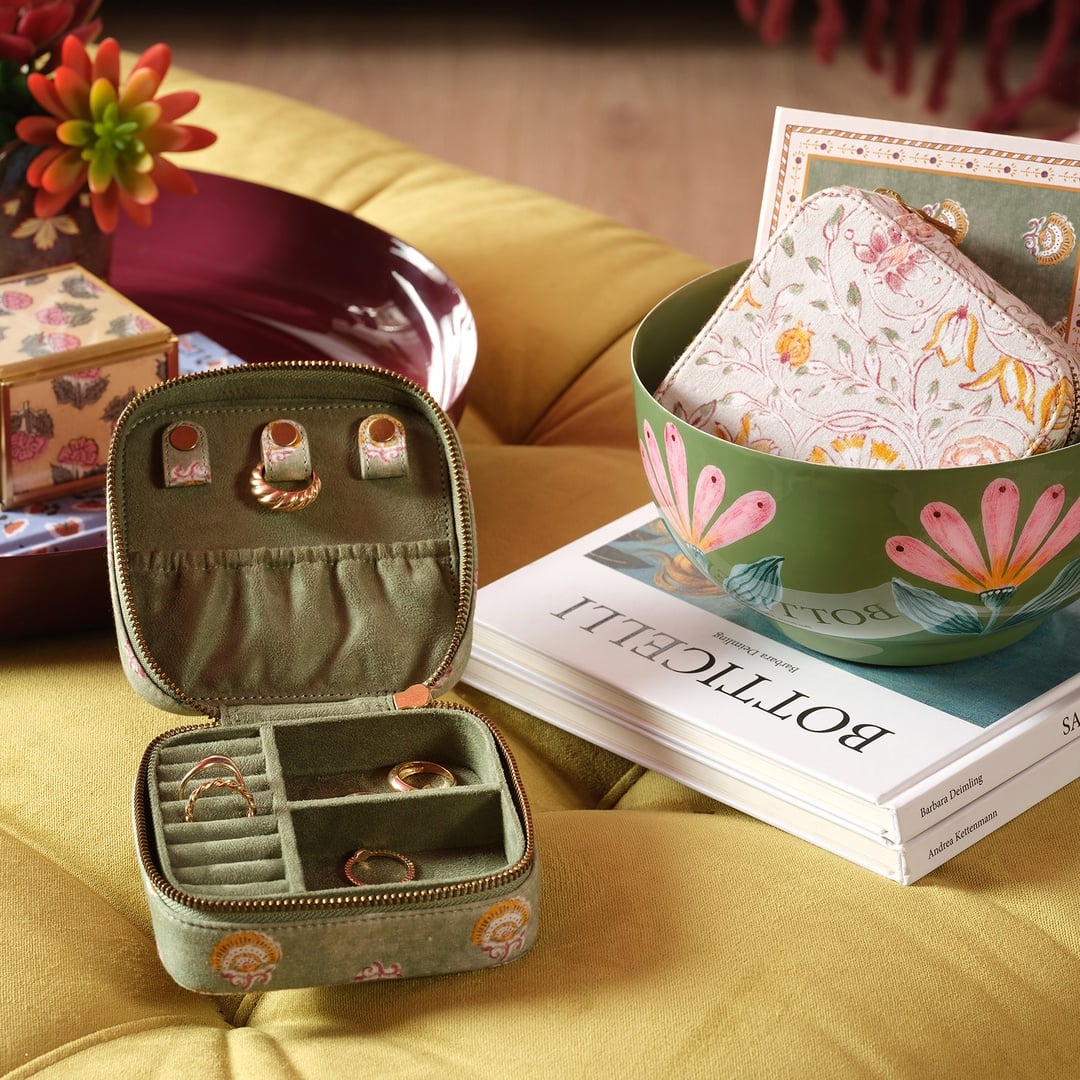 Noıda Baskılı Pamuk Dekoratif Kutu 12.10x12.10 Cm Orman Yeşilı