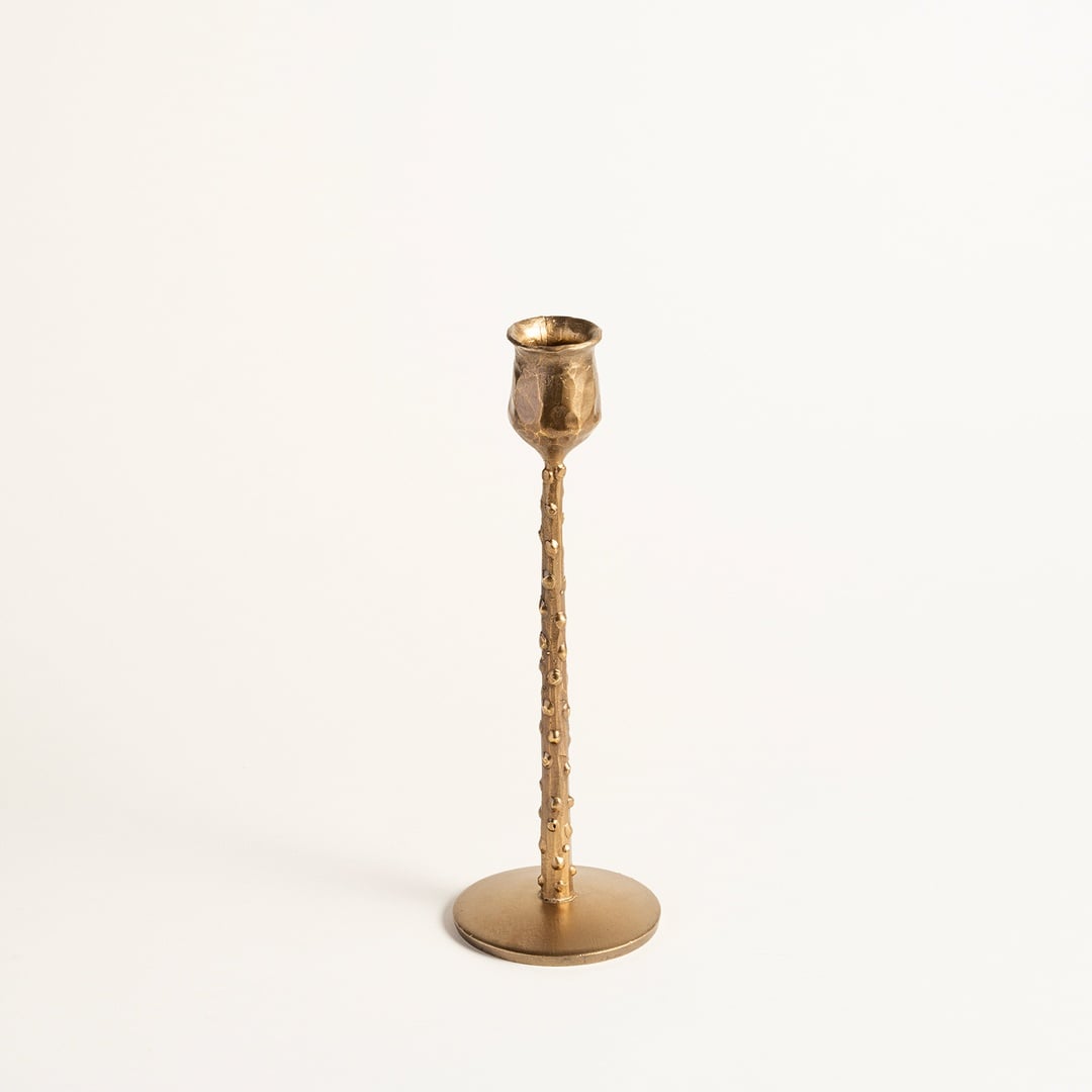 Lotus Demir Şamdan 7x7x23 Cm Gold