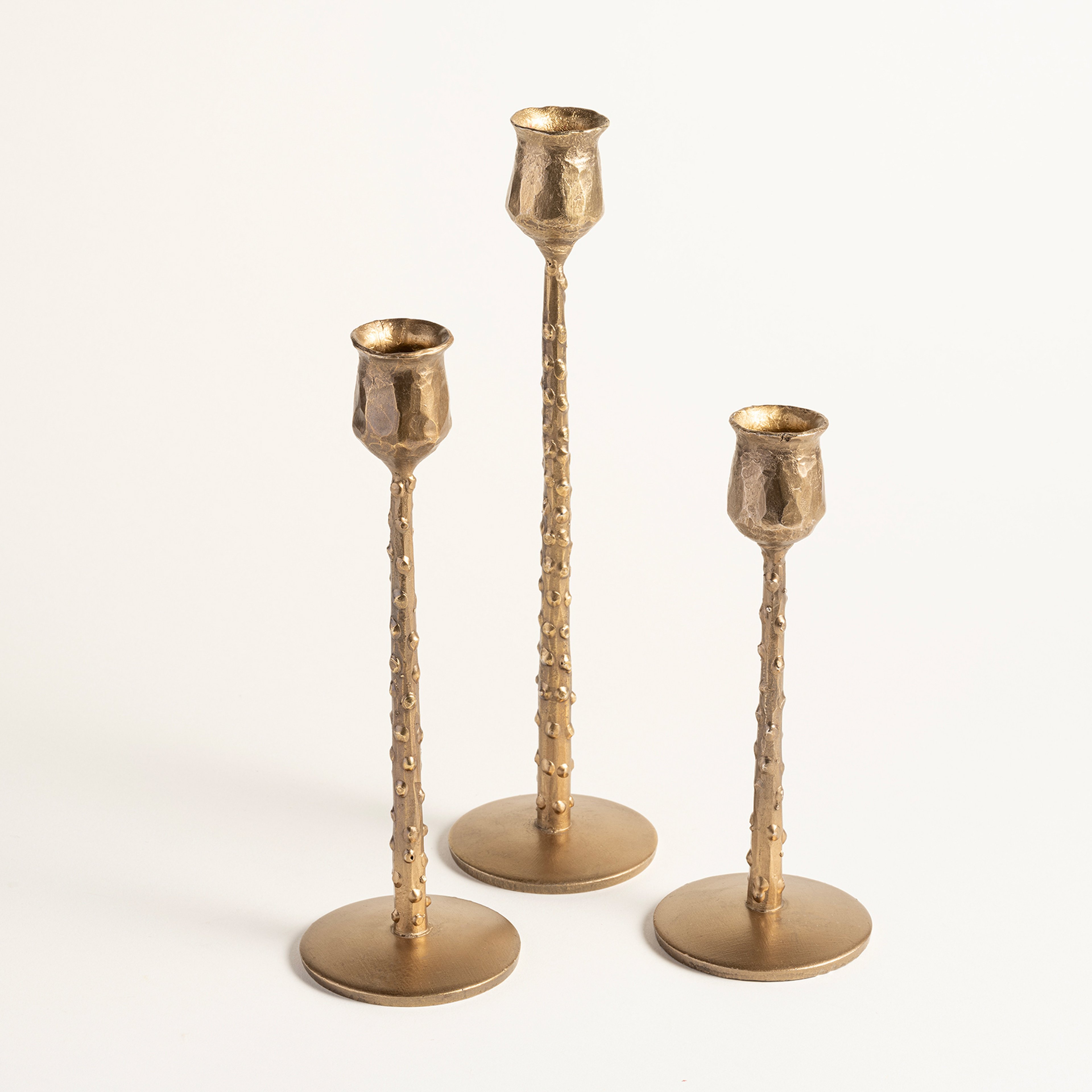 Lotus Demir Şamdan 7x7x23 Cm Gold