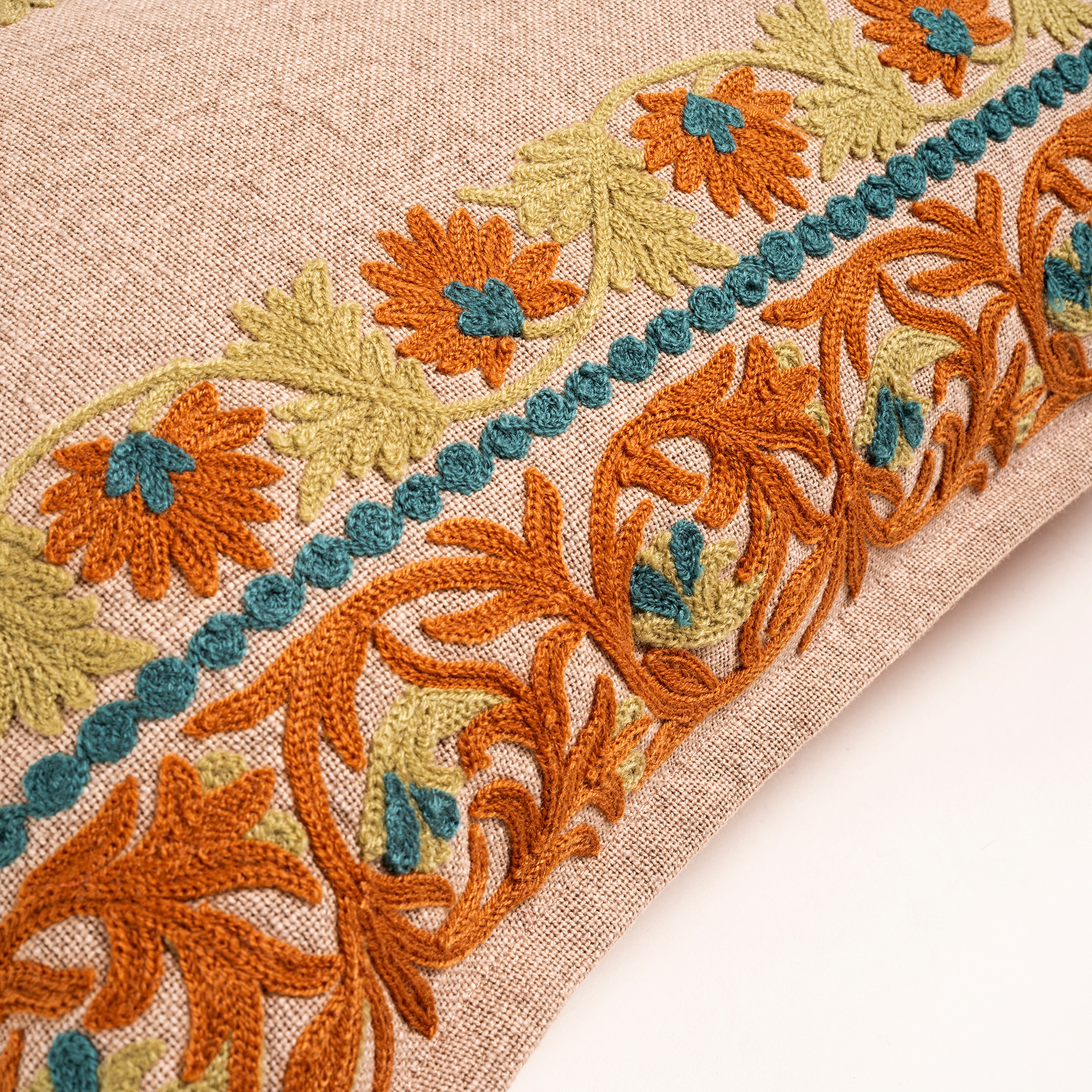 Bundı El Baskısı Pamuk Pamuk Dolgulu Kırlent 30x55 Cm Açık Pembe