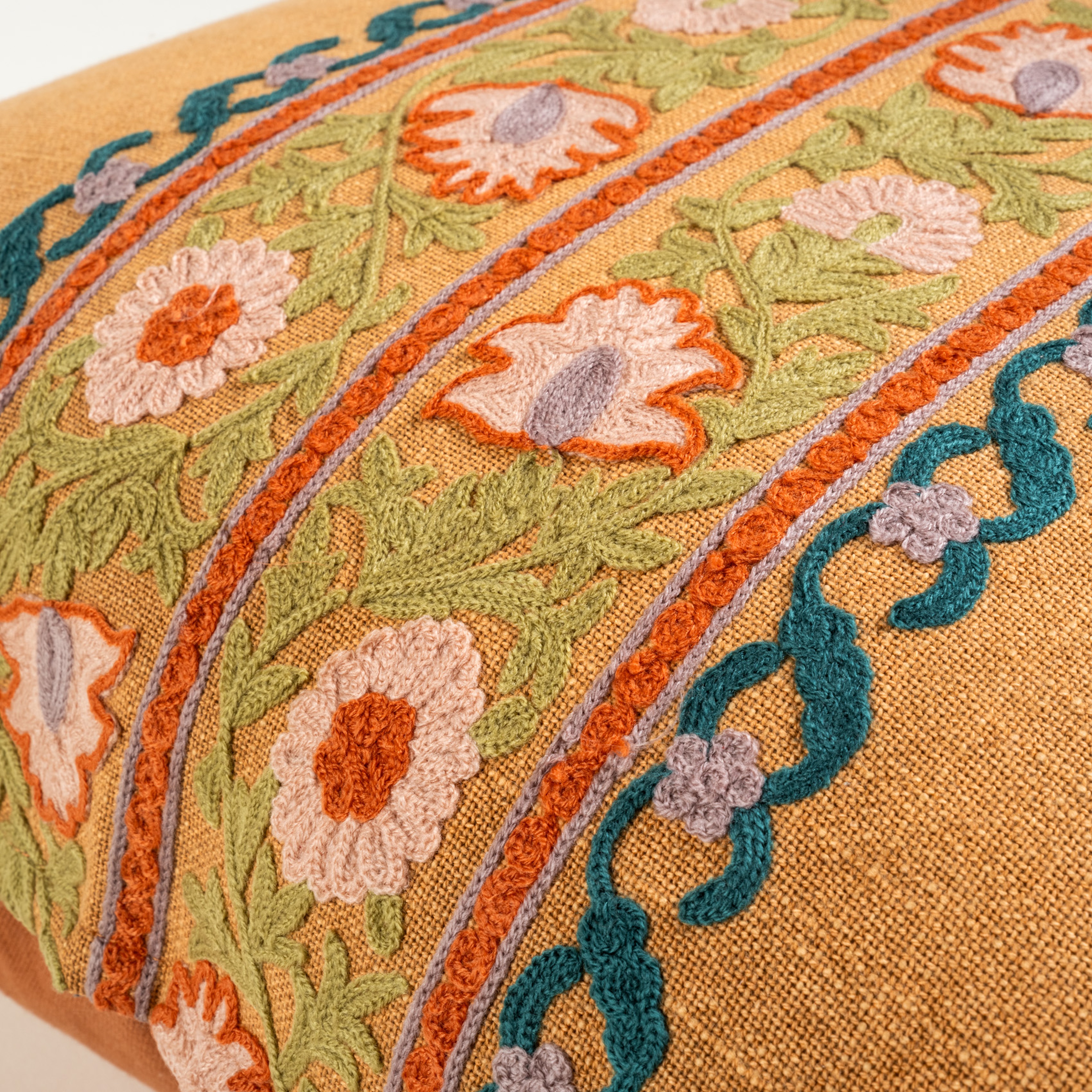 Bundı El Baskısı Pamuk Pamuk Dolgulu Kırlent 50x50 Cm Turuncu