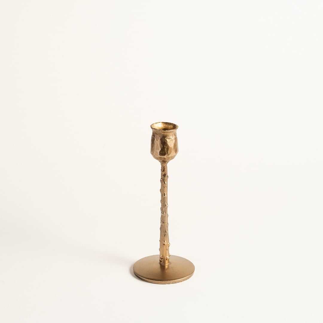 Lotus Demir Şamdan 7x7x19 Cm Gold