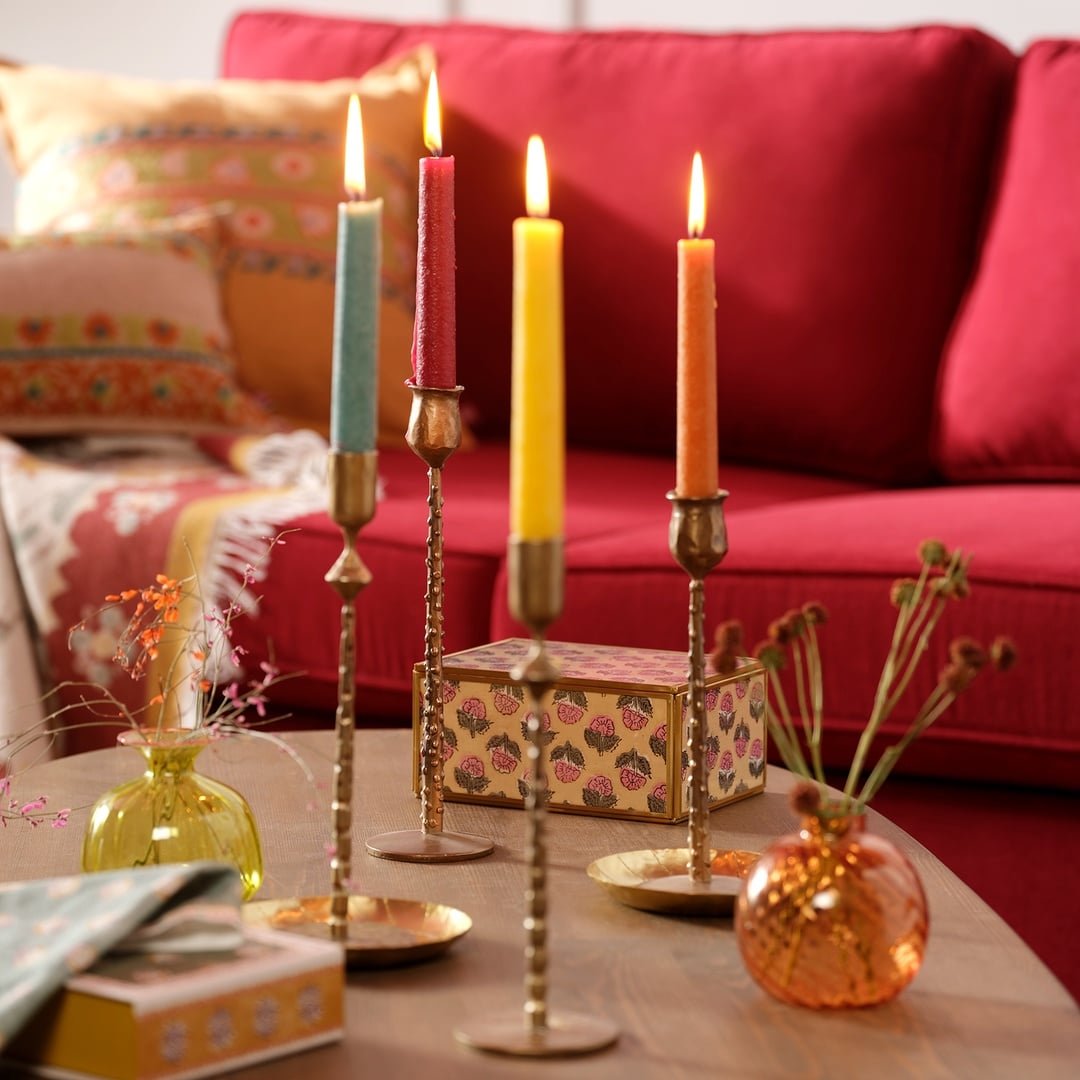 Lotus Demir Şamdan 7x7x19 Cm Gold