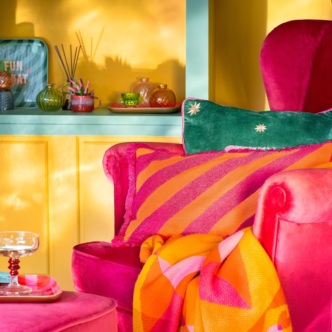 Ghunı Verevli Pamuk Pamuk Dolgulu Kırlent 30x55 Cm Turuncu - Fuşya