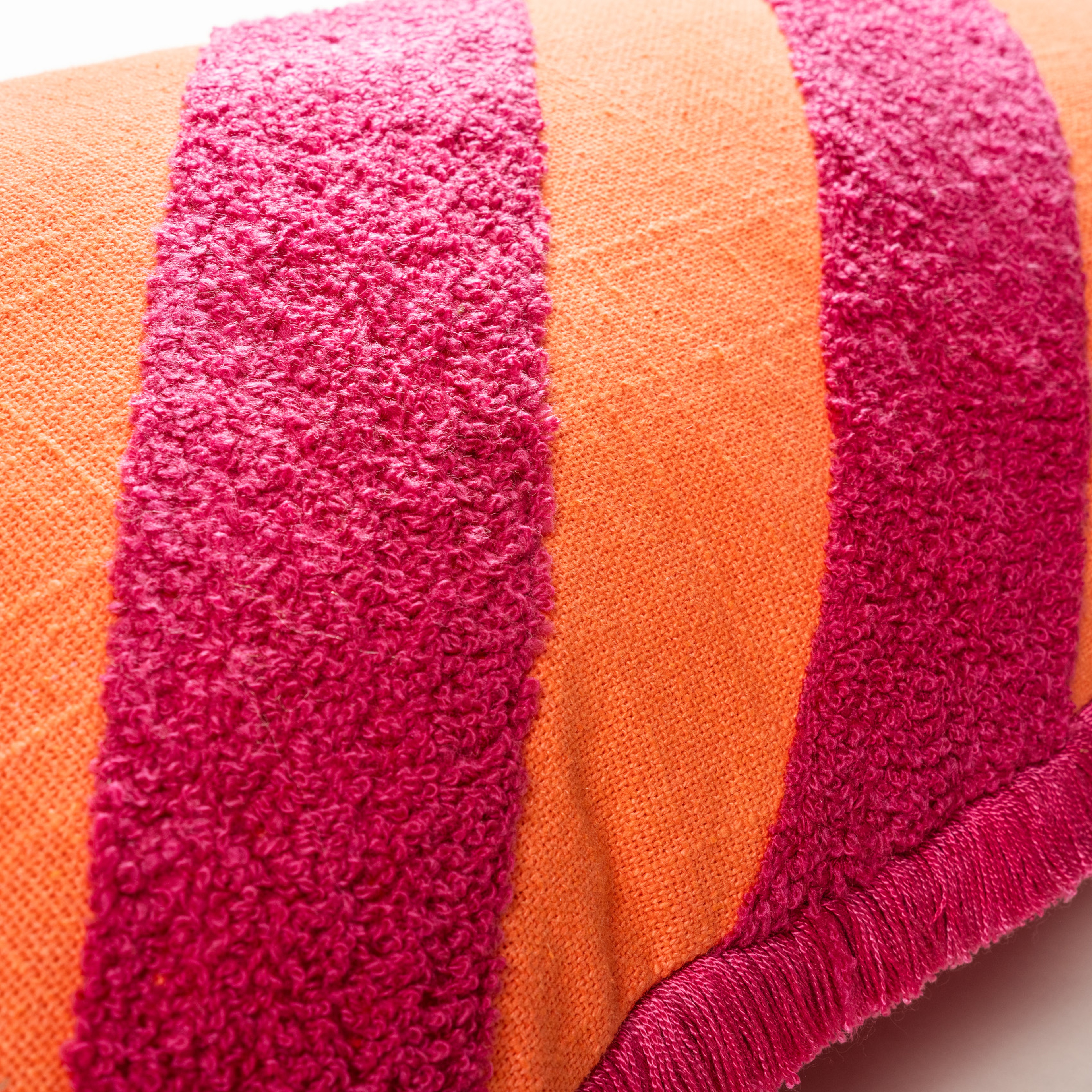 Ghunı Verevli Pamuk Pamuk Dolgulu Kırlent 30x55 Cm Turuncu - Fuşya