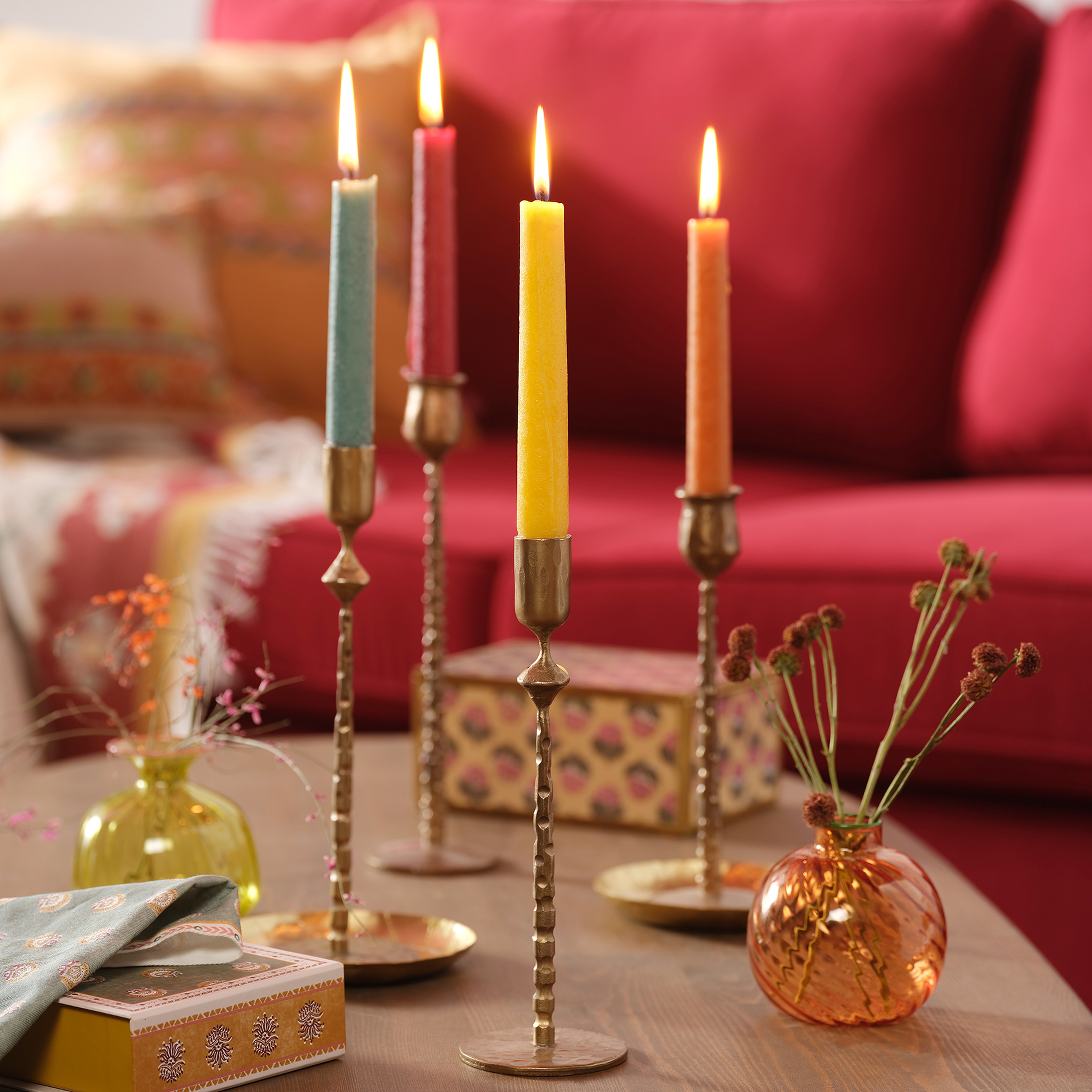 Lotus Demir Şamdan 8x8x24 Cm Gold