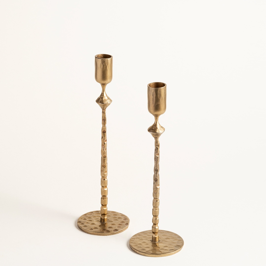 Lotus Demir Şamdan 8x8x26 Cm Gold