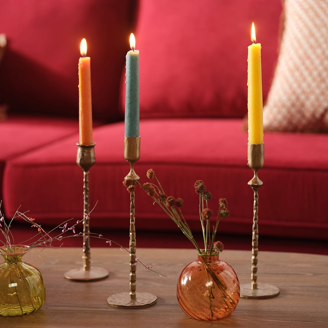 Lotus Demir Şamdan 8x8x26 Cm Gold