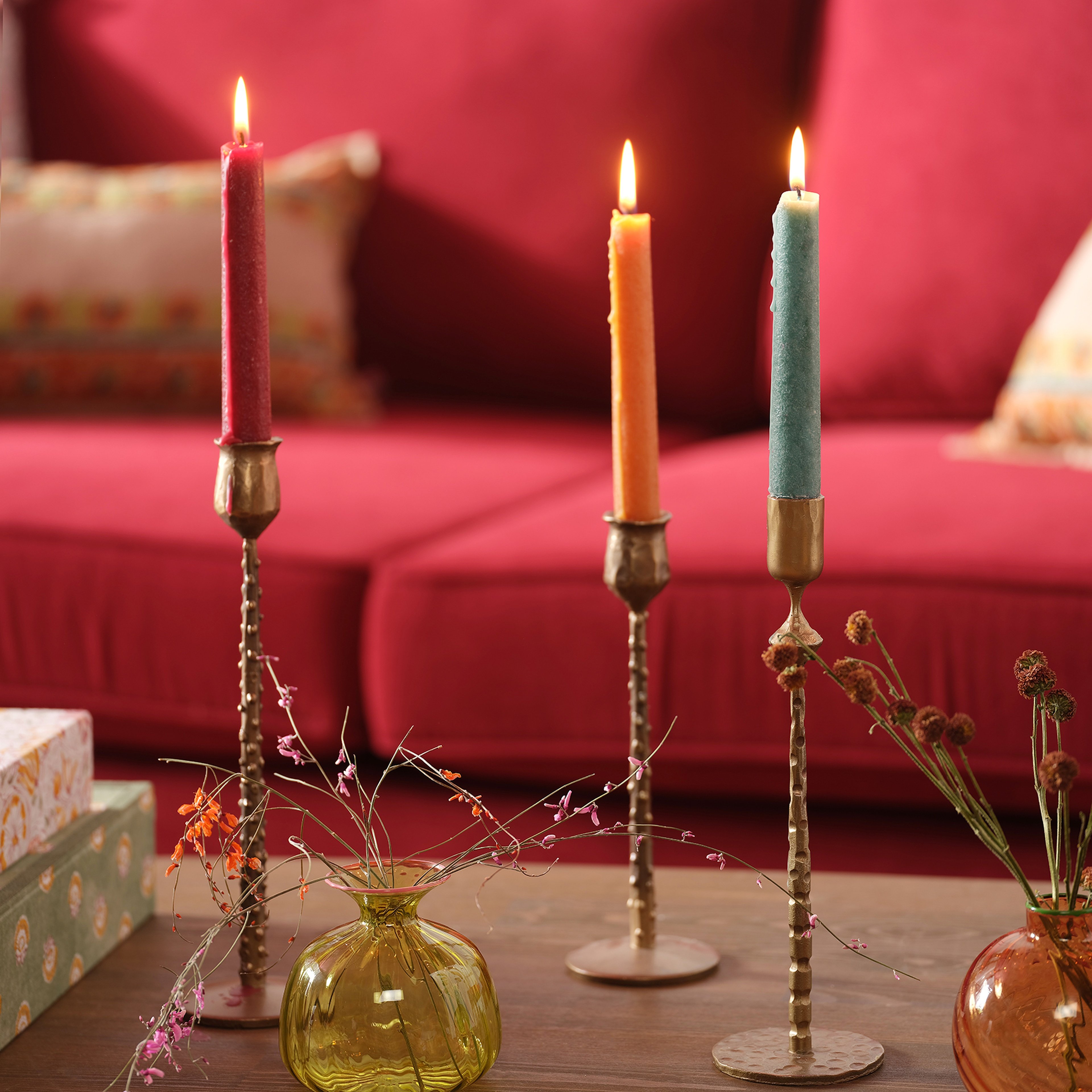 Lotus Demir Şamdan 8x8x26 Cm Gold