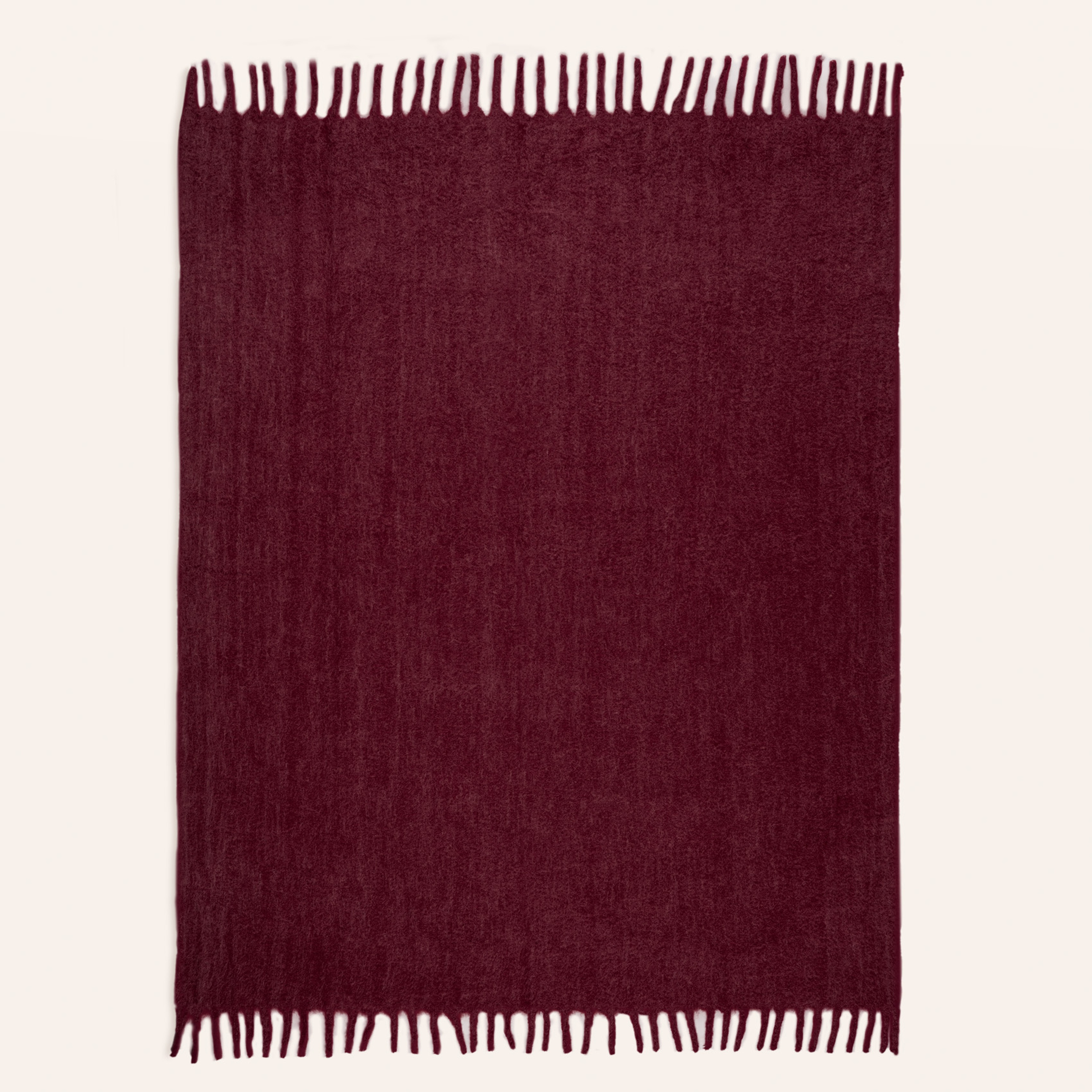 Ropar Saçaklı Akrilik Yün Akrilik Yün Koltuk Şalı 140x180 Cm Vışne