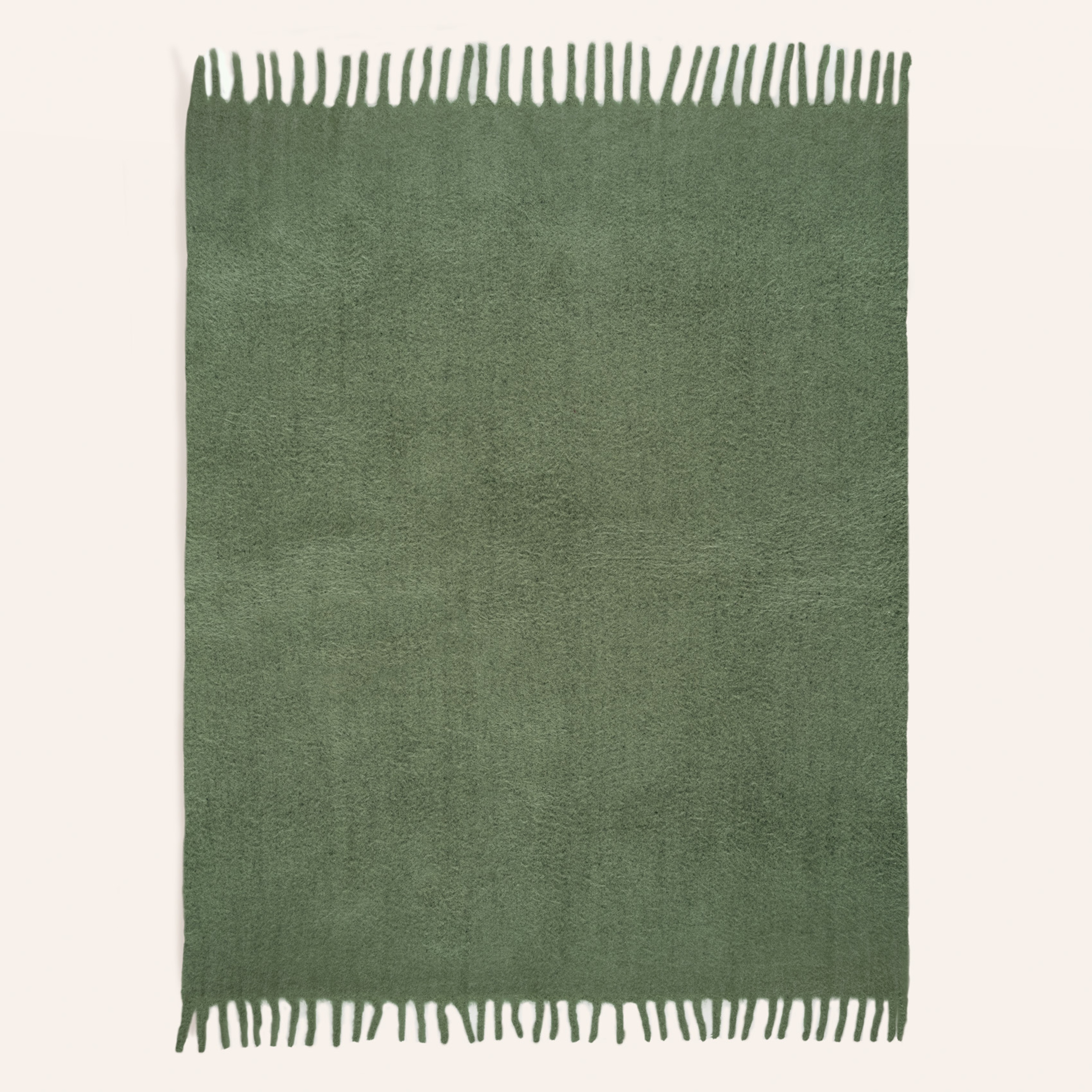 Ropar Saçaklı Akrilik Yün Akrilik Yün Koltuk Şalı 140x180 Cm Orman Yeşilı