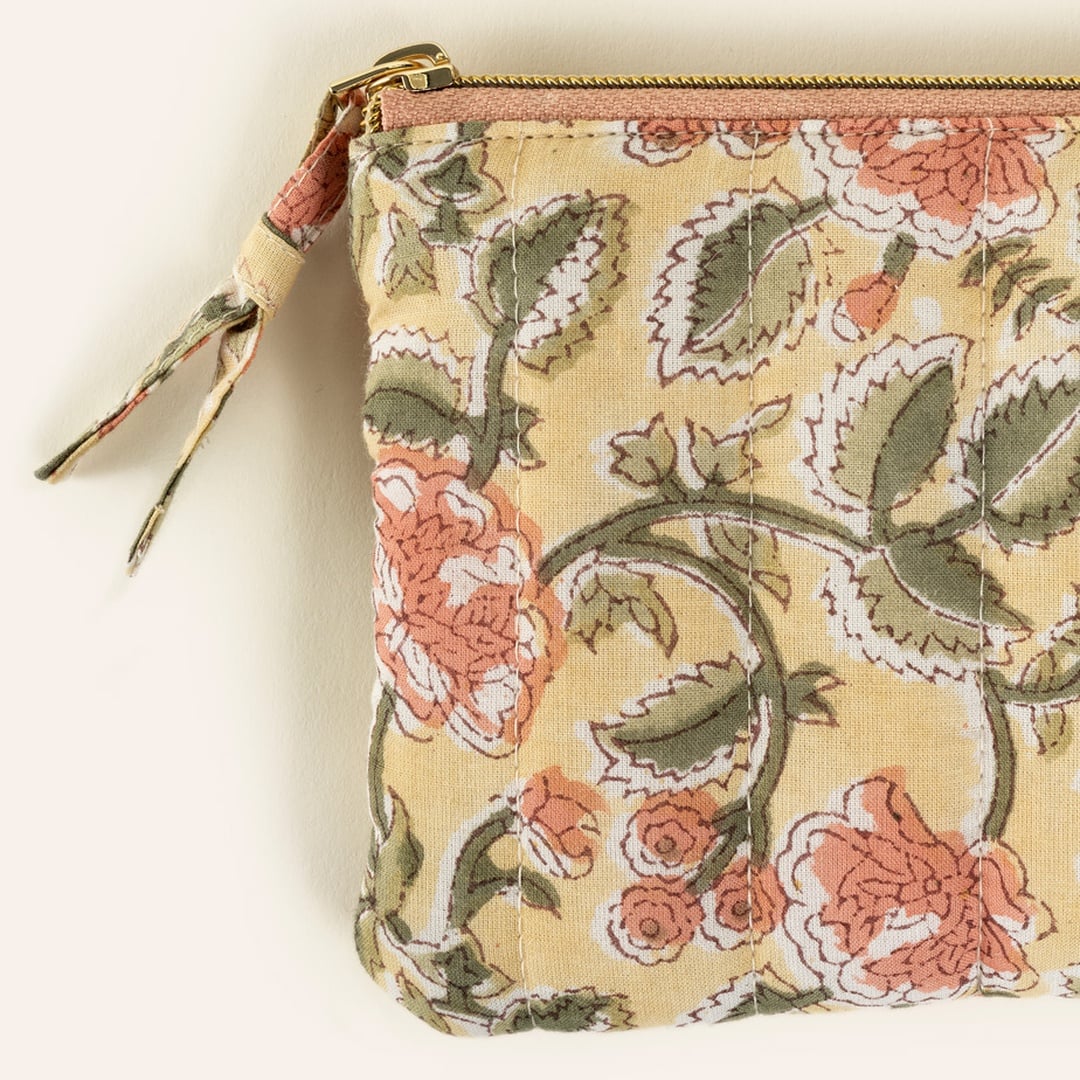 Delhı El Baskısı 3'lü Pamuk Pamuk Makyaj Çantası 16x24 Cm Renkli