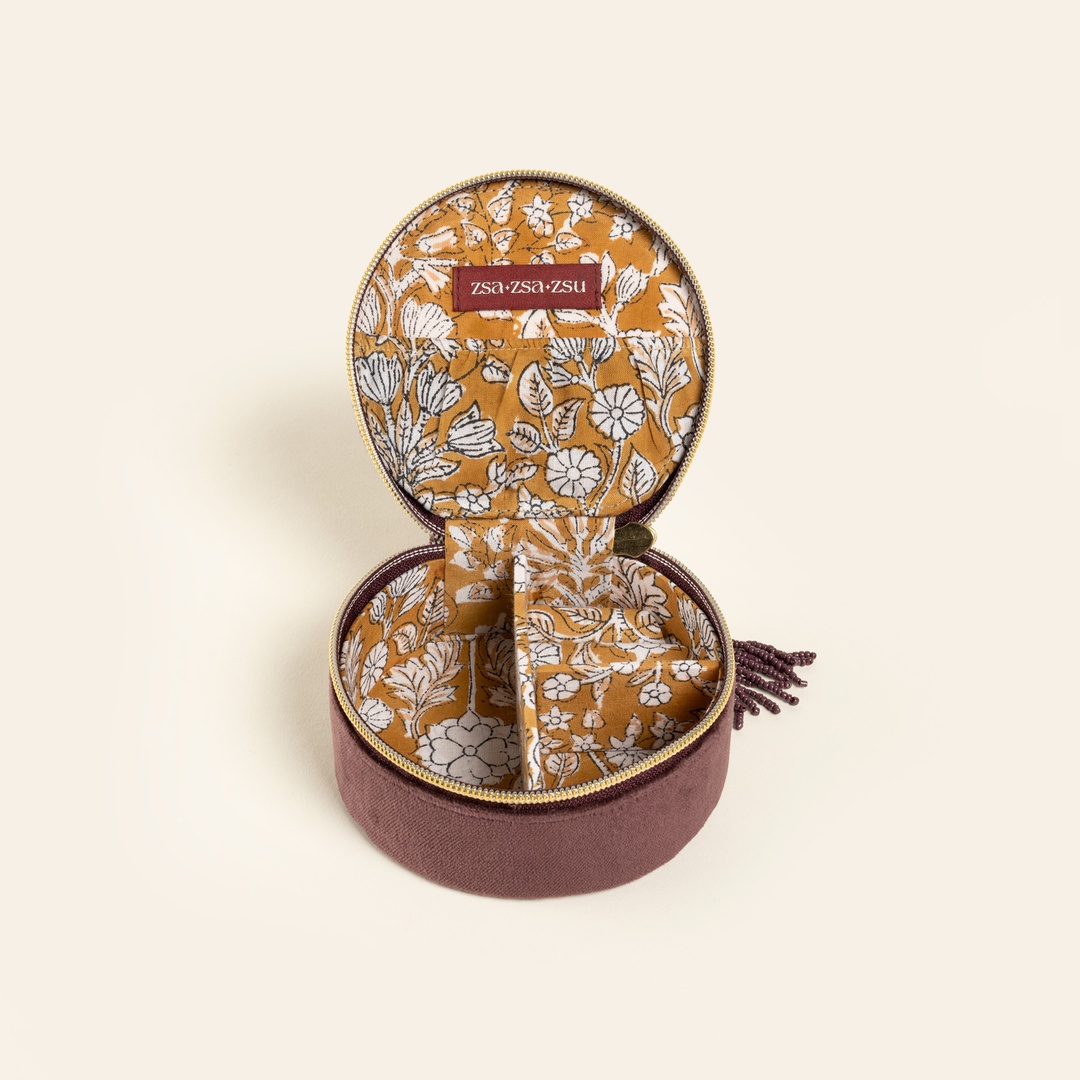 Delhı Nakışlı Küçük Boy Pamuk Pamuk Dekoratif Kutu 11x5 Cm Vışne