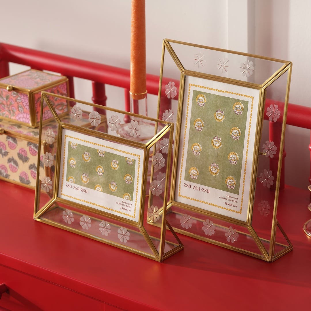 Fagu Cam Çerçeve 21x25x4 Cm Şeffaf - Altın