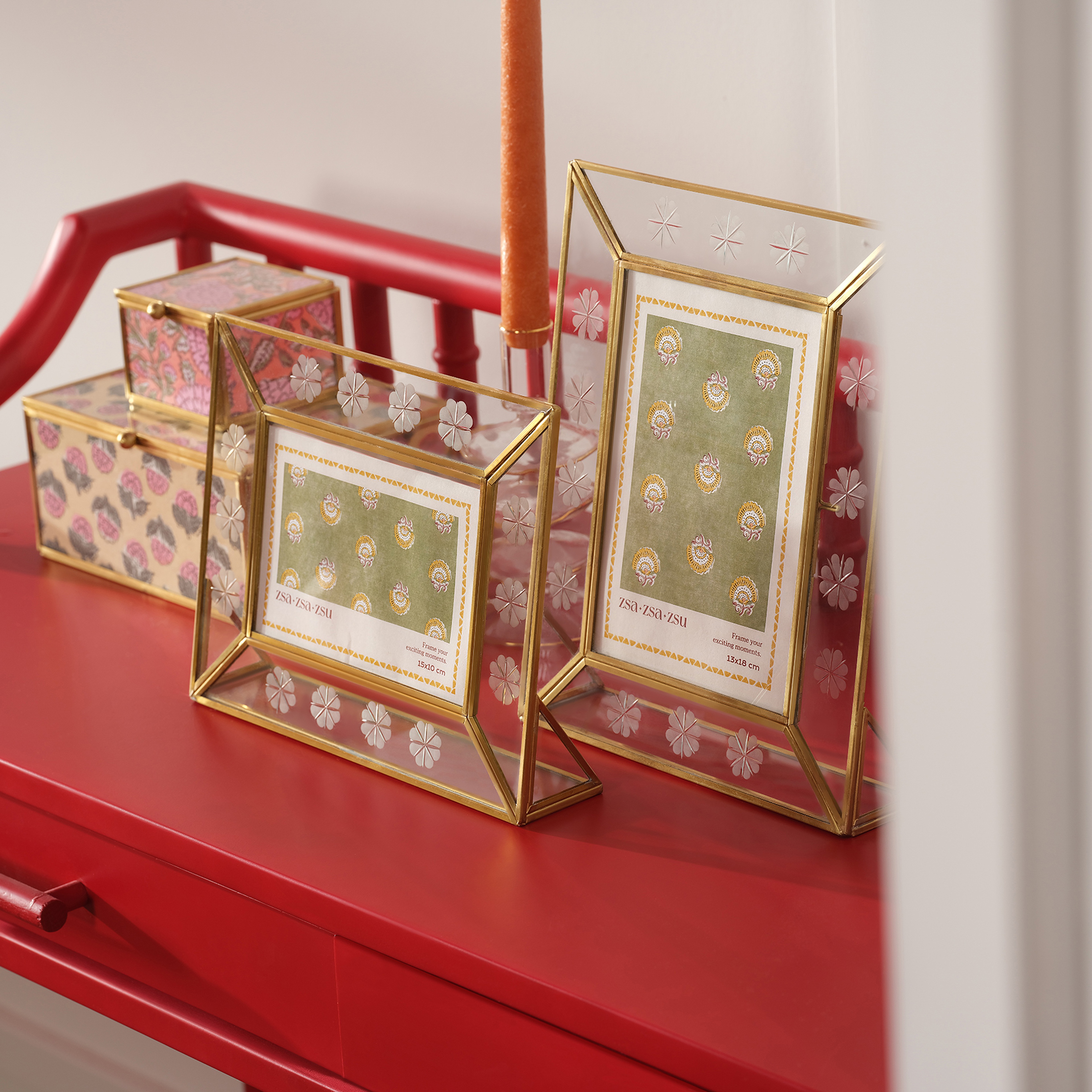 Fagu Cam Çerçeve 24x18x5 Cm Şeffaf - Altın