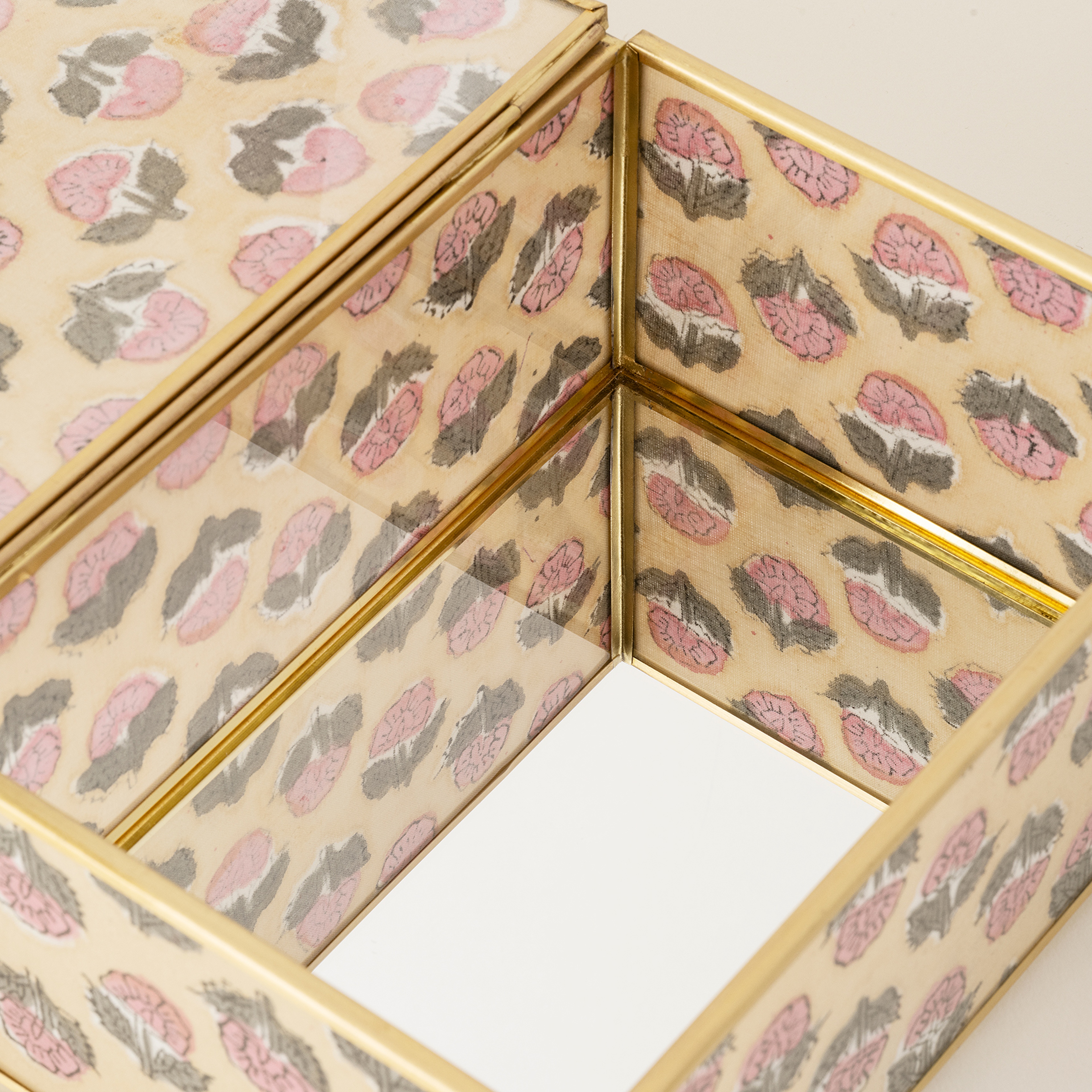 Fagu Cam Dekoratif Kutu 19x14x9 Cm Pembe - Yeşil