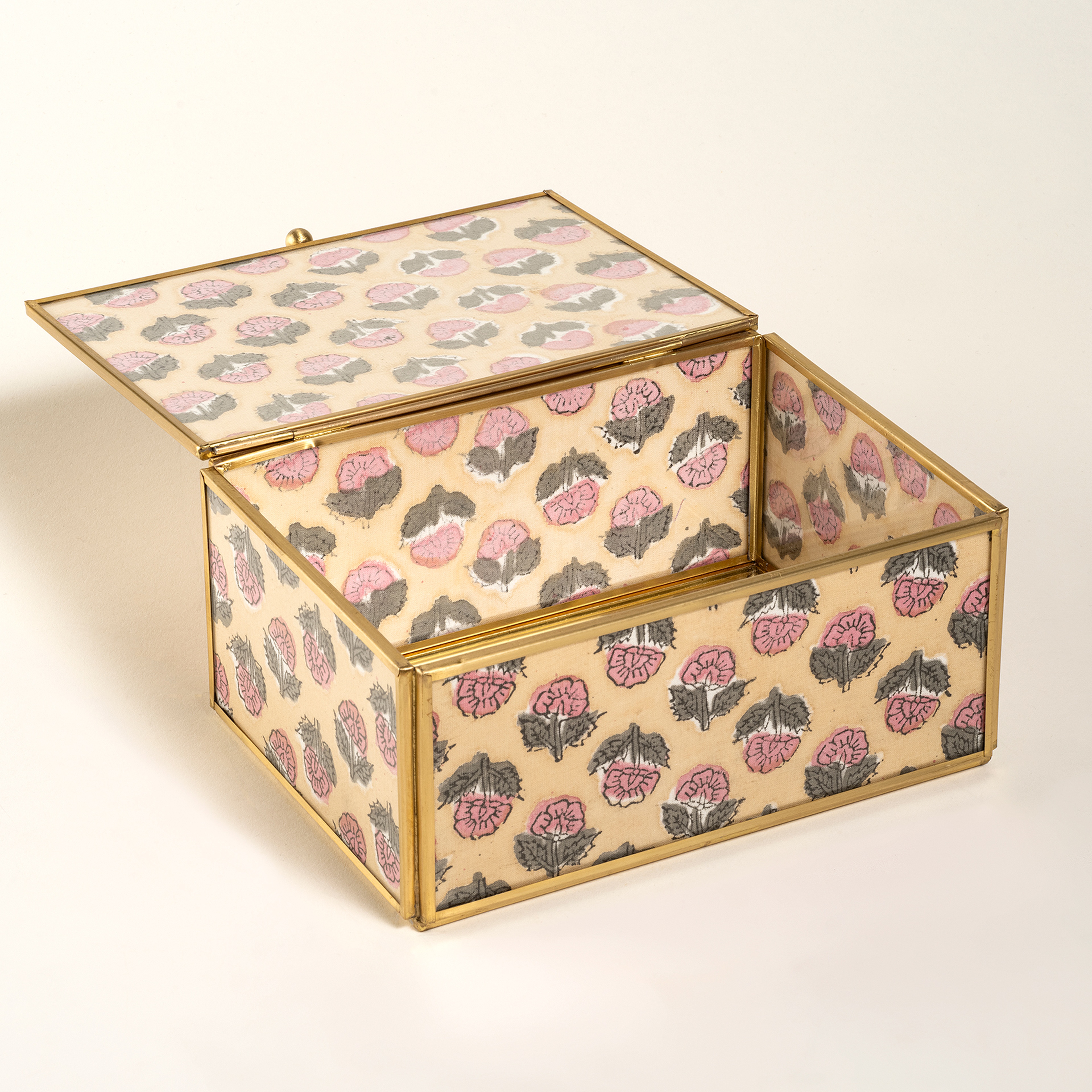 Fagu Cam Dekoratif Kutu 19x14x9 Cm Pembe - Yeşil