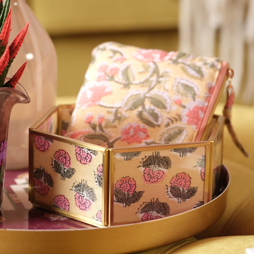 Fagu Cam Dekoratif Kutu 17x15x6 Cm Pembe - Yeşil