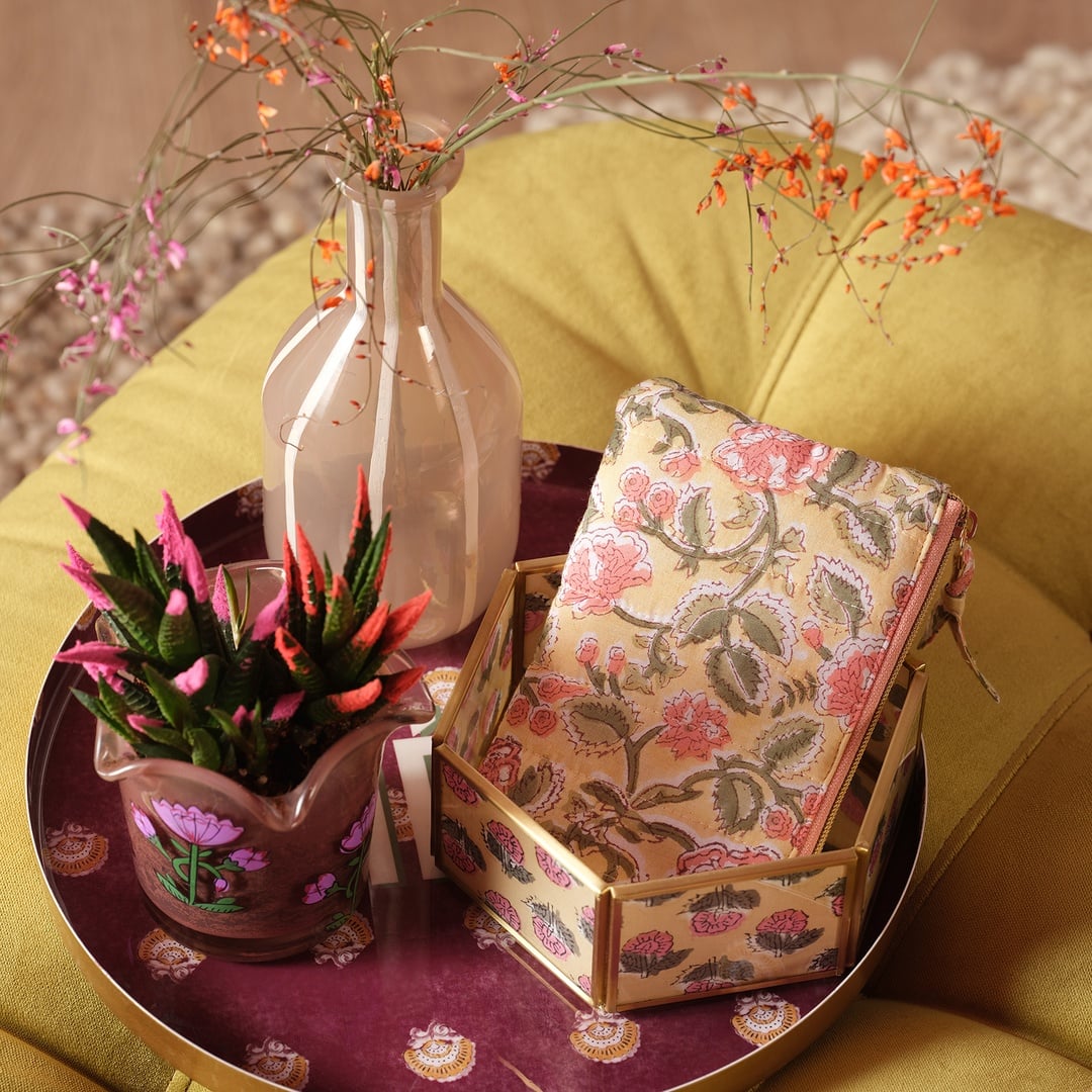 Fagu Cam Dekoratif Kutu 17x15x6 Cm Pembe - Yeşil