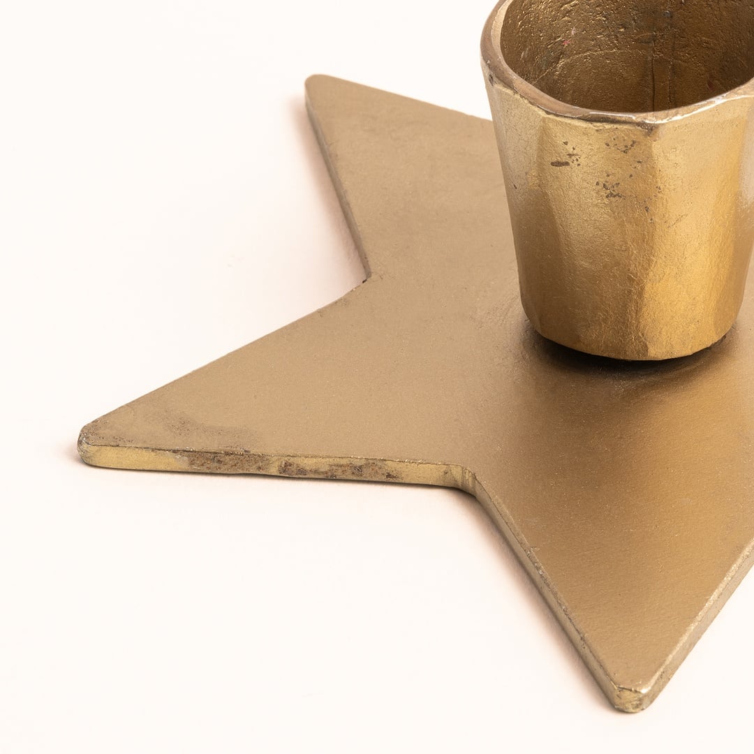 Lotus Metal Şamdan 11x4 Cm Mat Altın