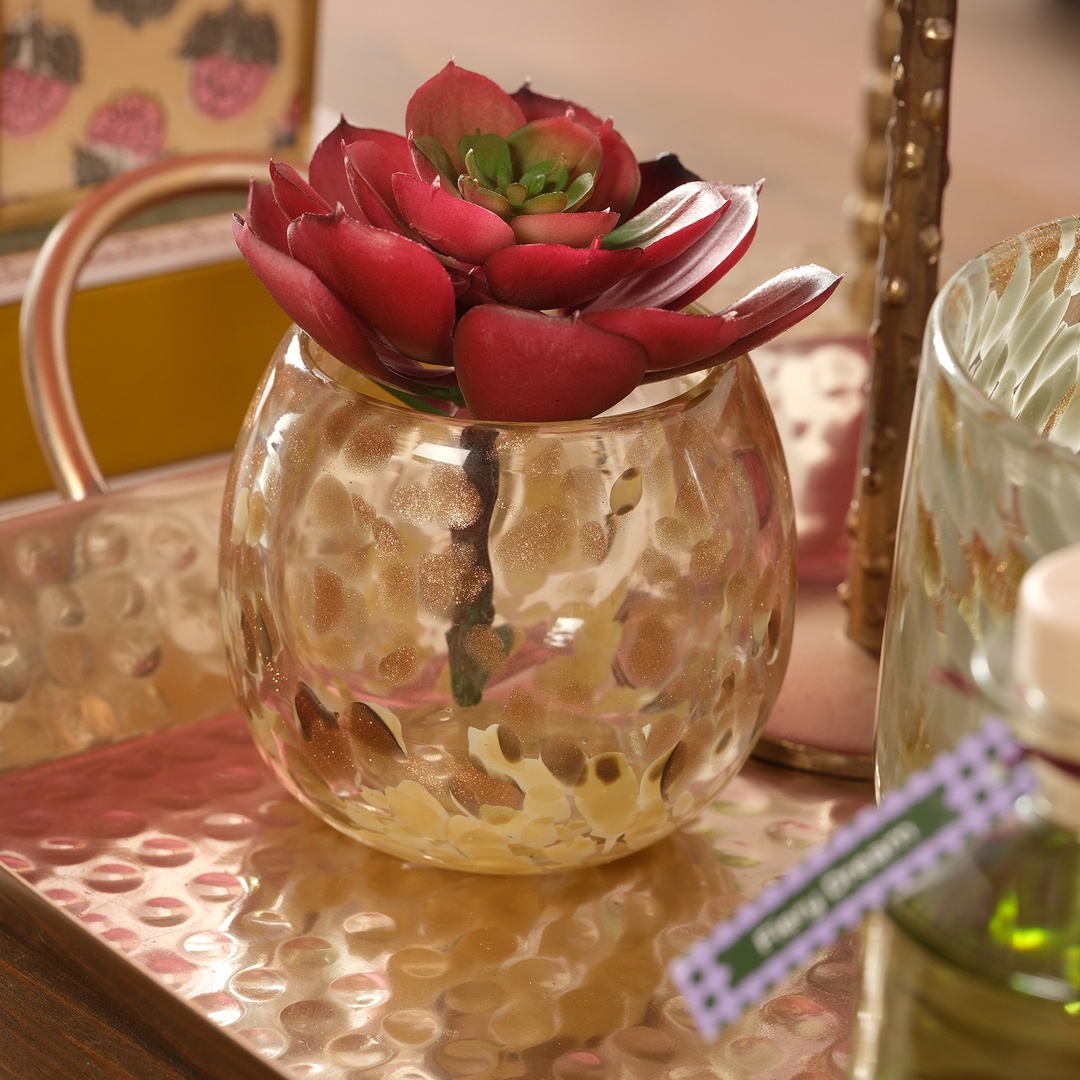 Macau Cam Vazo 9.5x9.5x9 Cm Gold