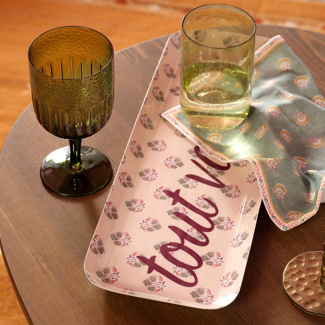 Nanpur Metal Dekoratif Tepsi 42x15x2 Cm Bej