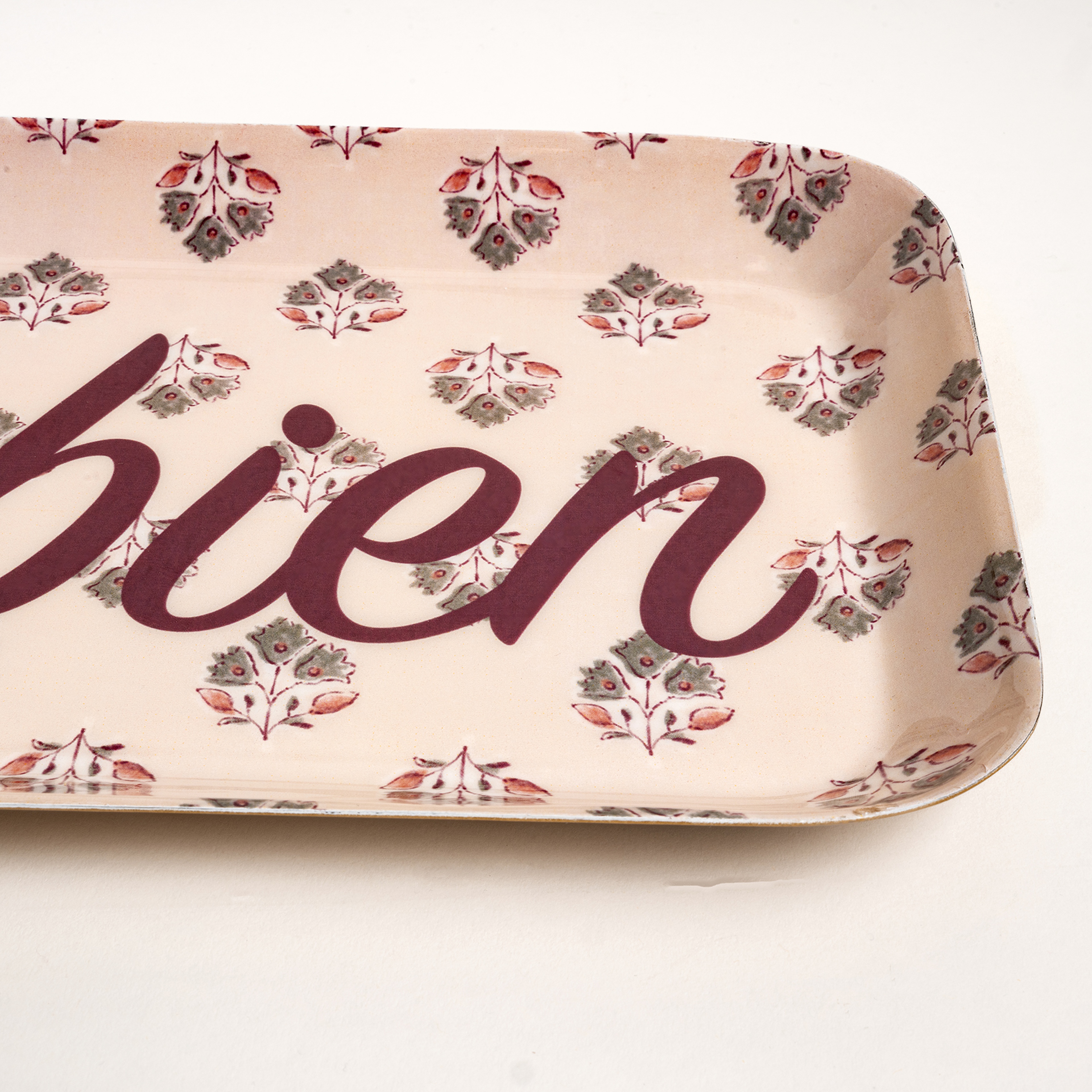 Nanpur Metal Dekoratif Tepsi 42x15x2 Cm Bej