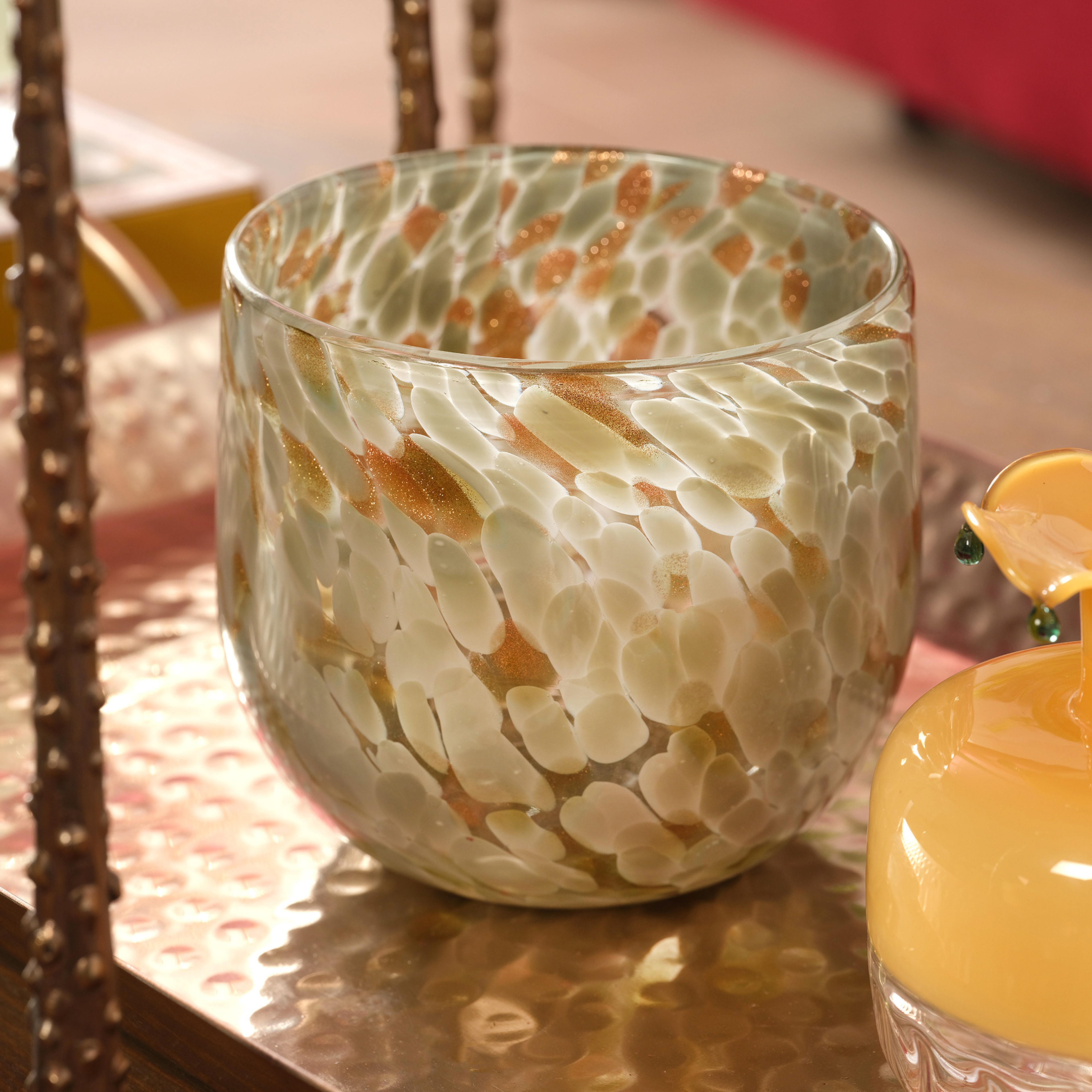 Macau Cam Vazo 12.5x12.5x11.5 Cm Gold