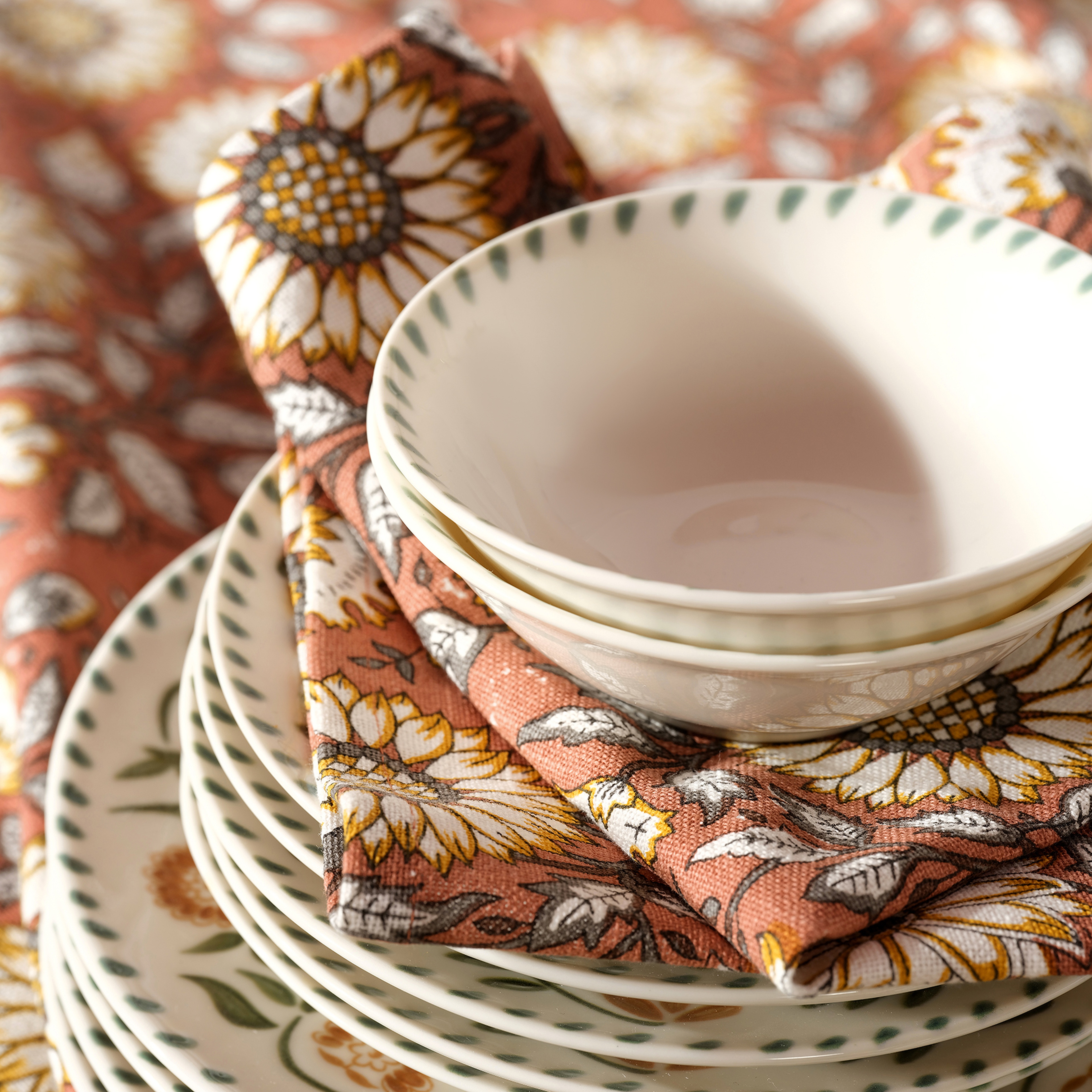 Bundı El Baskısı 2'li Pamuk %100 Pamuk Peçete 45x45 Cm Kıremıt