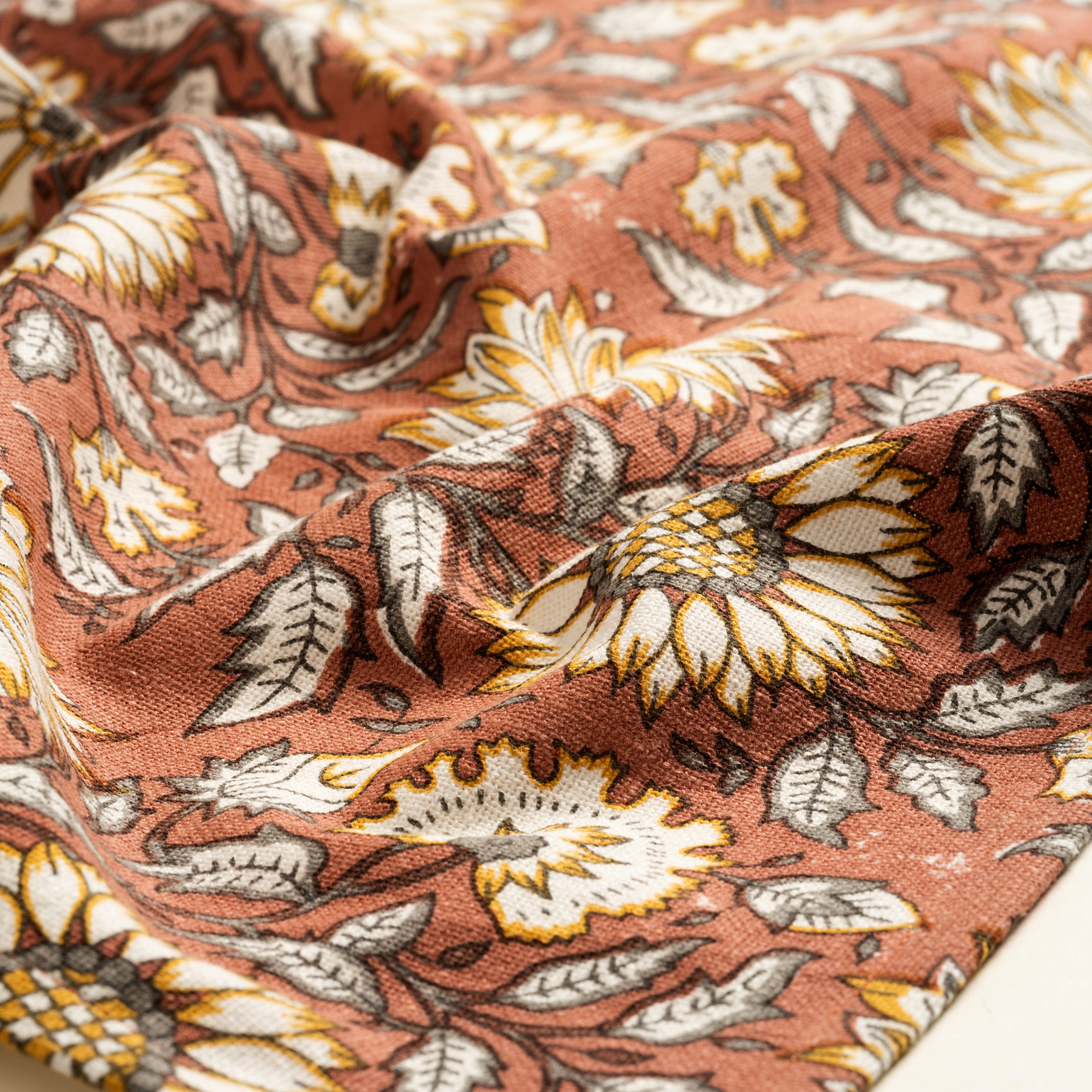 Bundı El Baskısı 2'li Pamuk %100 Pamuk Peçete 45x45 Cm Kıremıt