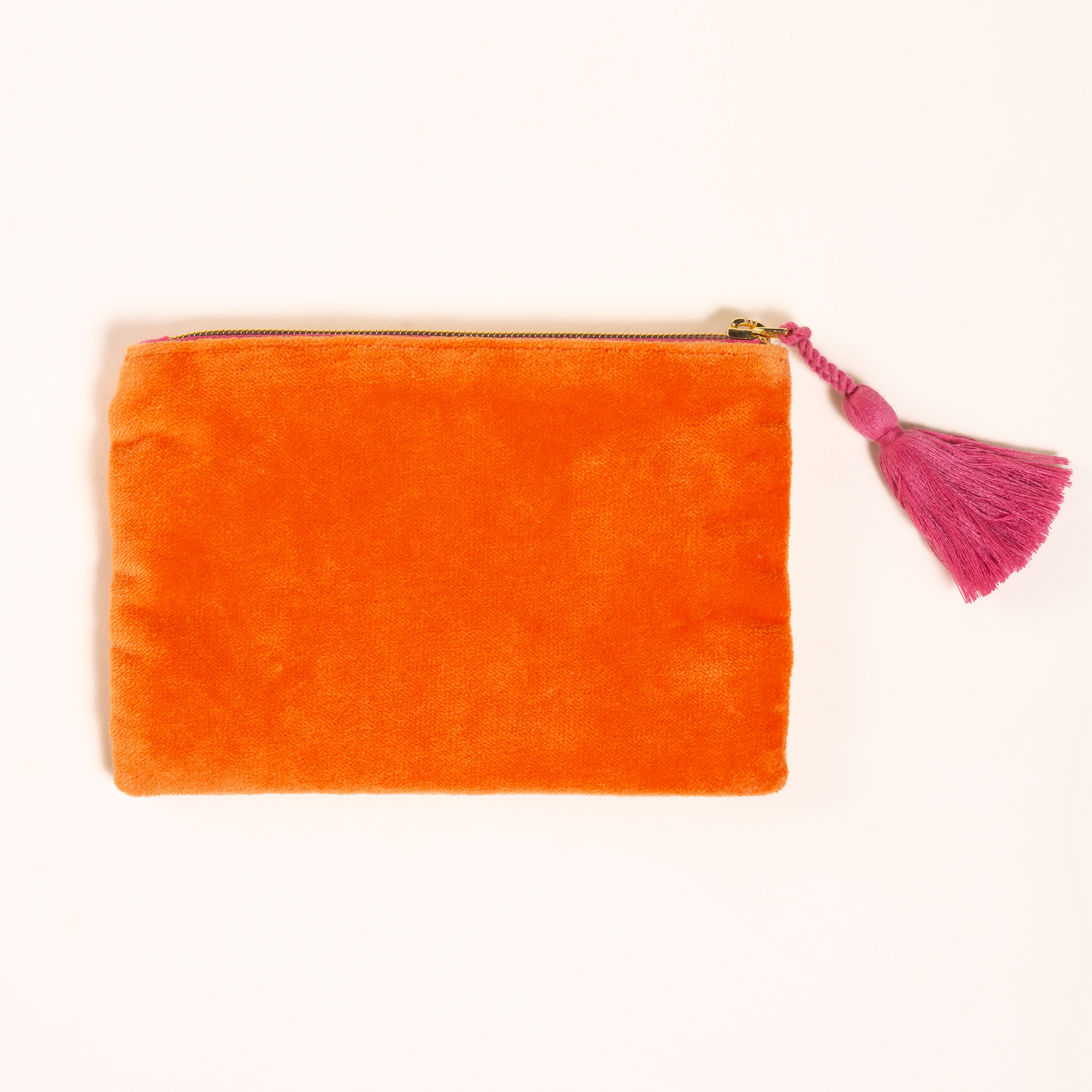 Delhı Boncuk Nakışlı Küçük Boy Pamuk Pamuk Makyaj Çantası 12x18 Cm Turuncu