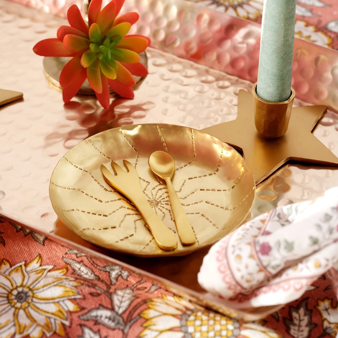 Lotus Pirinç Dekoratif Obje 8 Cm Mat Altın