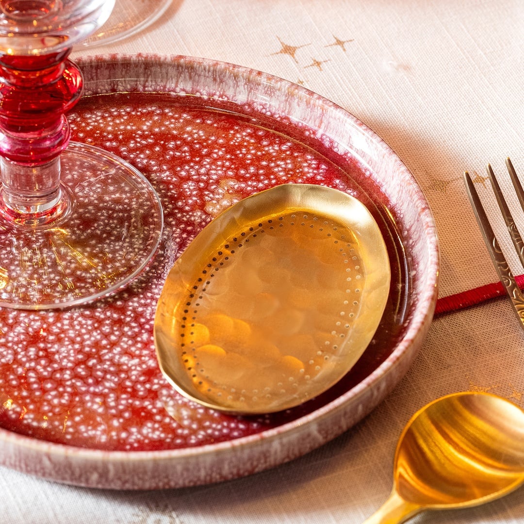 Lotus Pirinç Dekoratif Obje 8x6 Cm Mat Altın