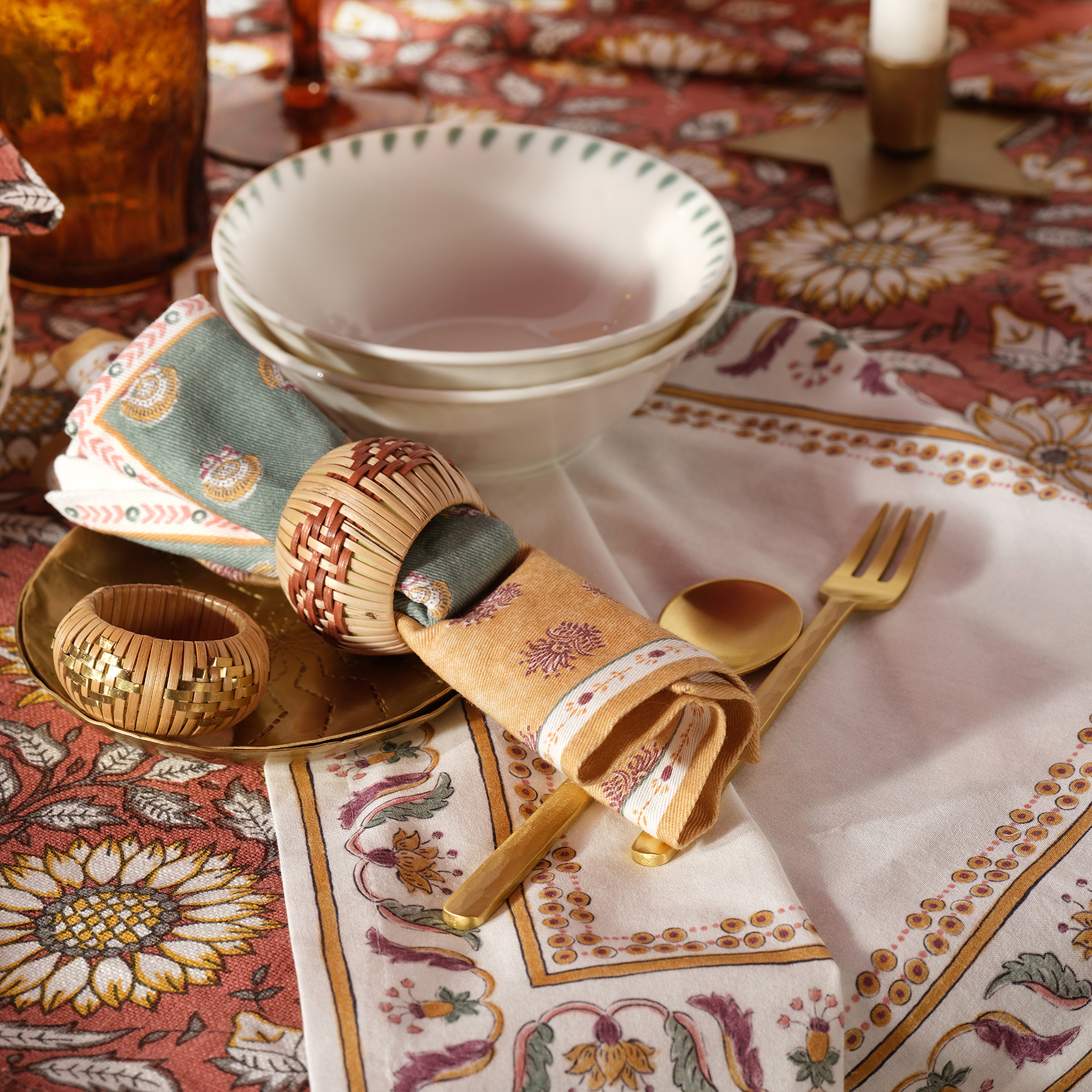 Lotus Bambu Peçete Halkası 6 Cm Turuncu