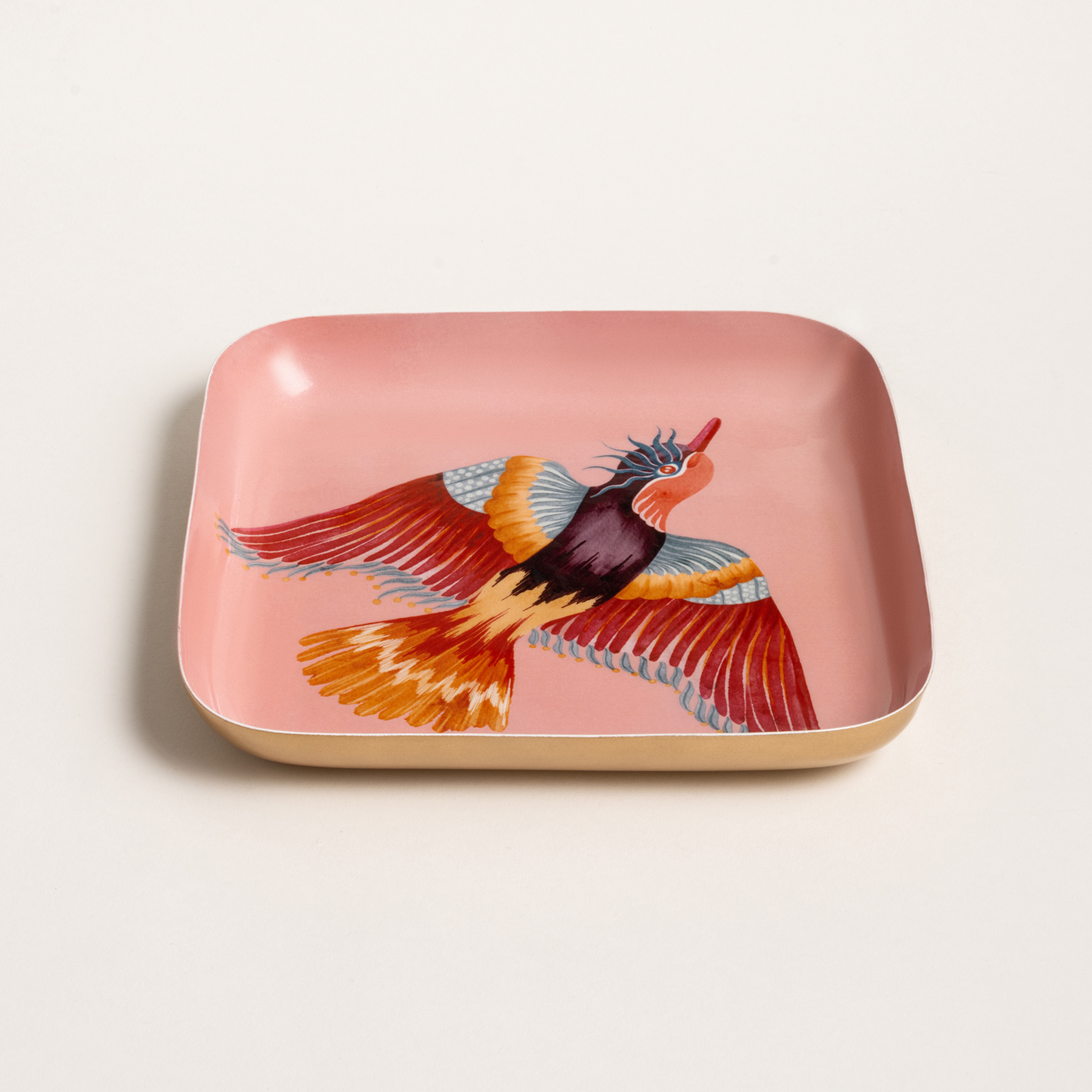 Nanpur Metal Dekoratif Tepsi 19x19x3 Cm Pembe