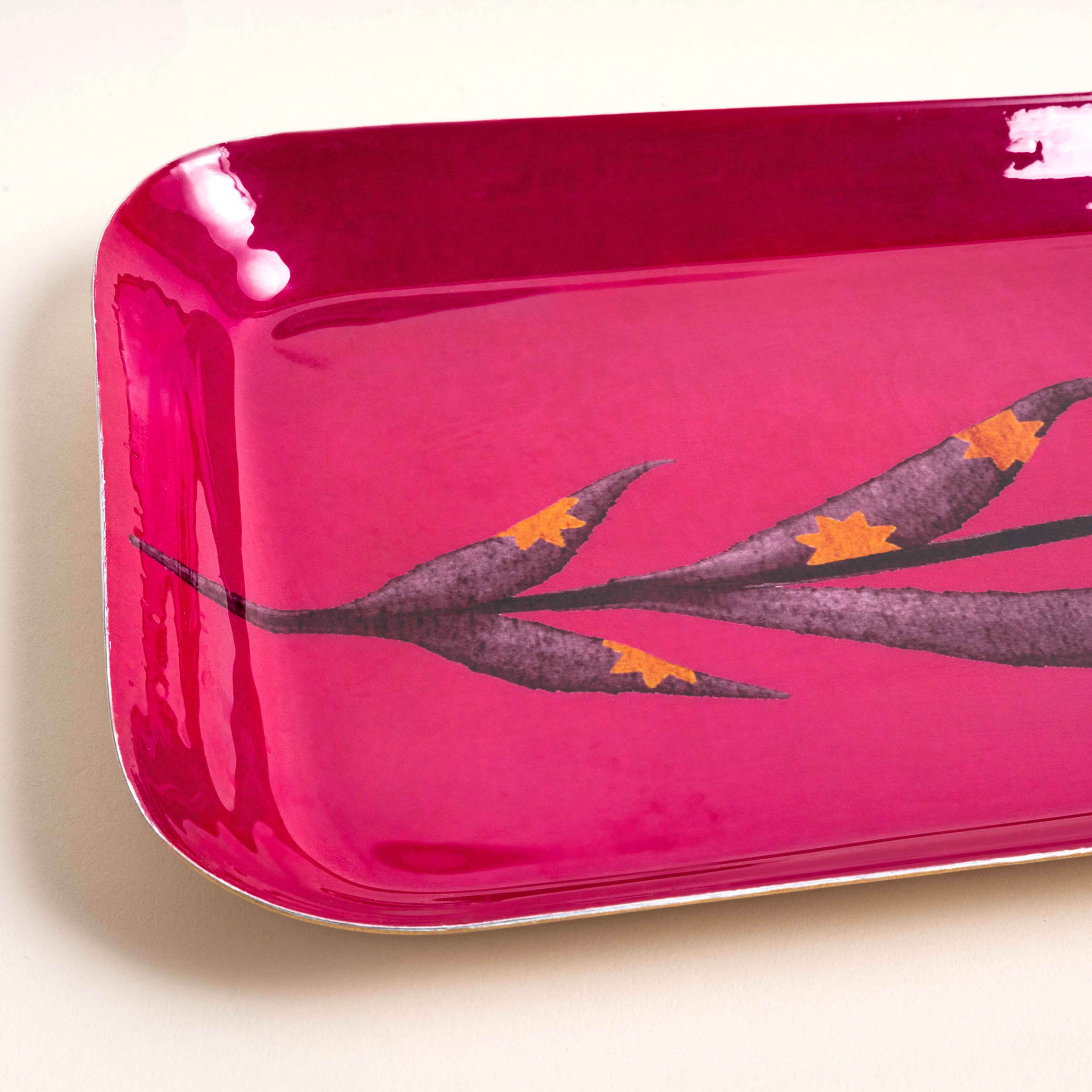 Nanpur Metal Dekoratif Tepsi 42x15x2 Cm Fuşya