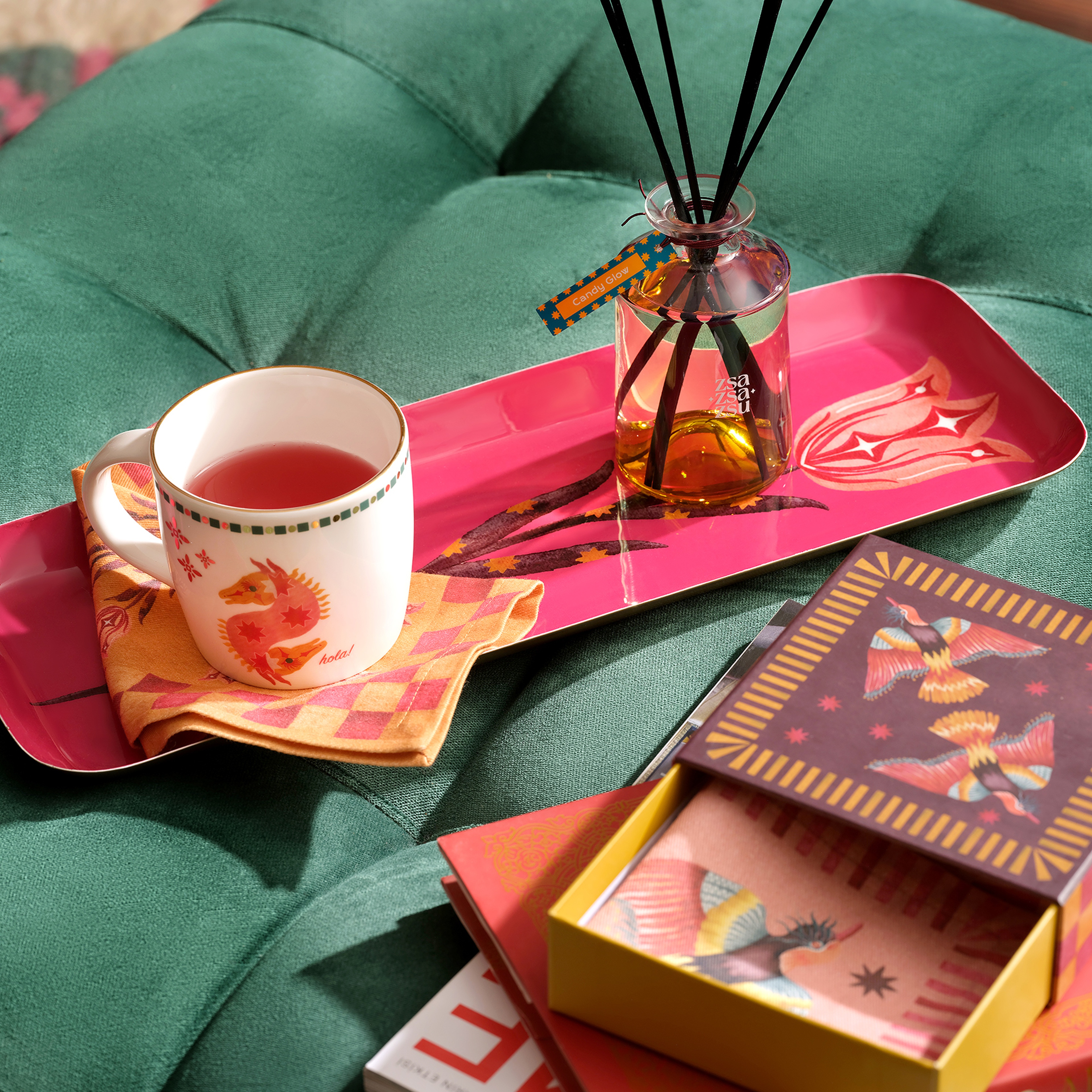 Nanpur Metal Dekoratif Tepsi 42x15x2 Cm Fuşya