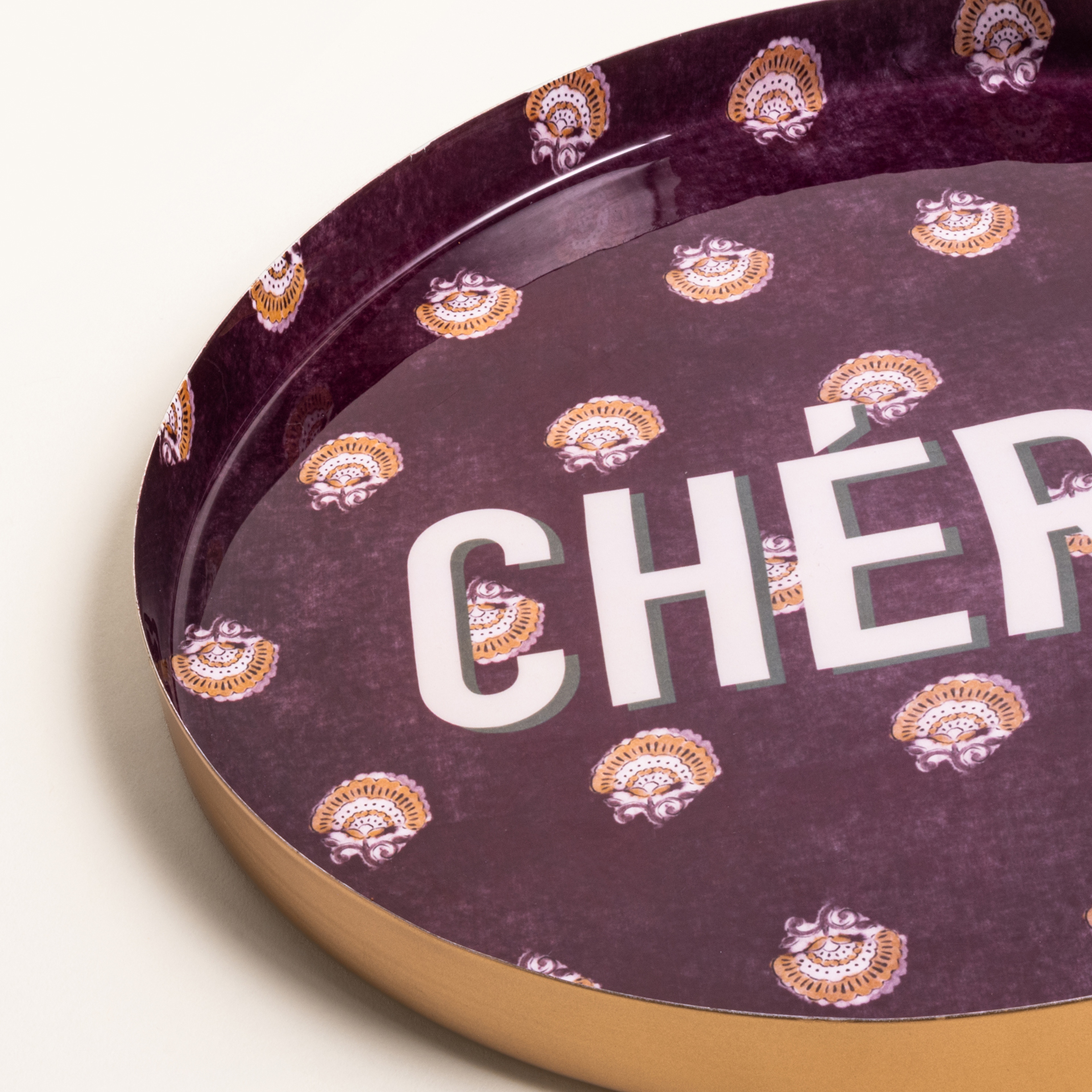 Nanpur Metal Dekoratif Tepsi 30x30x3 Cm Bordo