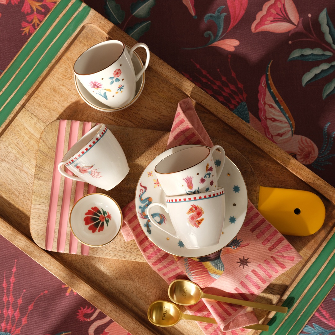 Gediz Porselen Kahve Seti 80 Ml Renkli