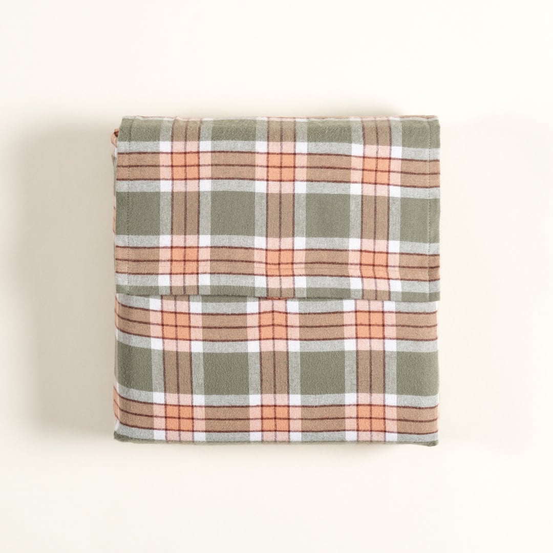 Vıseu Ekoseli Pamuk %100 Pamuk Flanel Nevresim Seti 240x220 Cm Orman Yeşilı