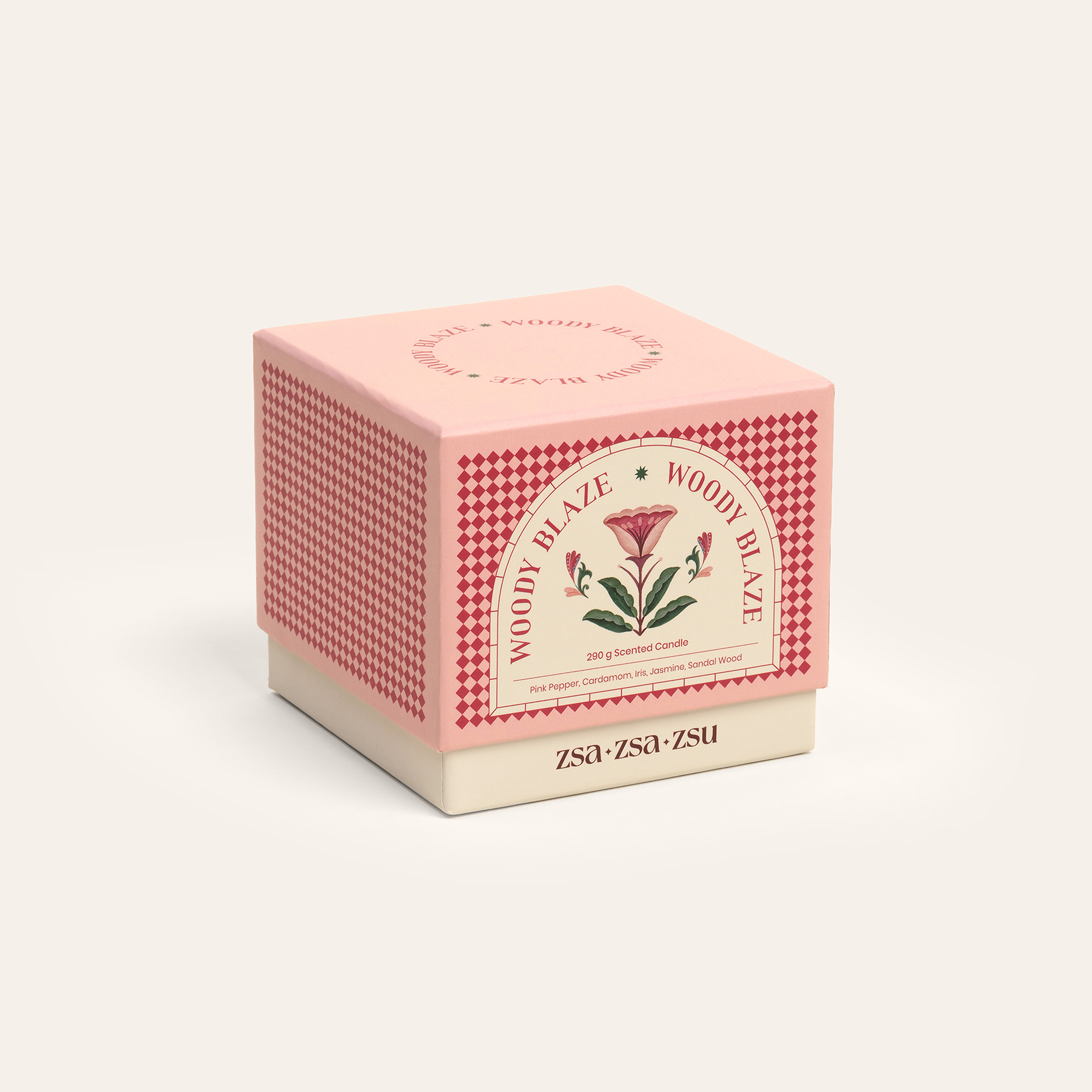 Woody Blaze Parafın Kokulu Mum 9 Cm Pembe