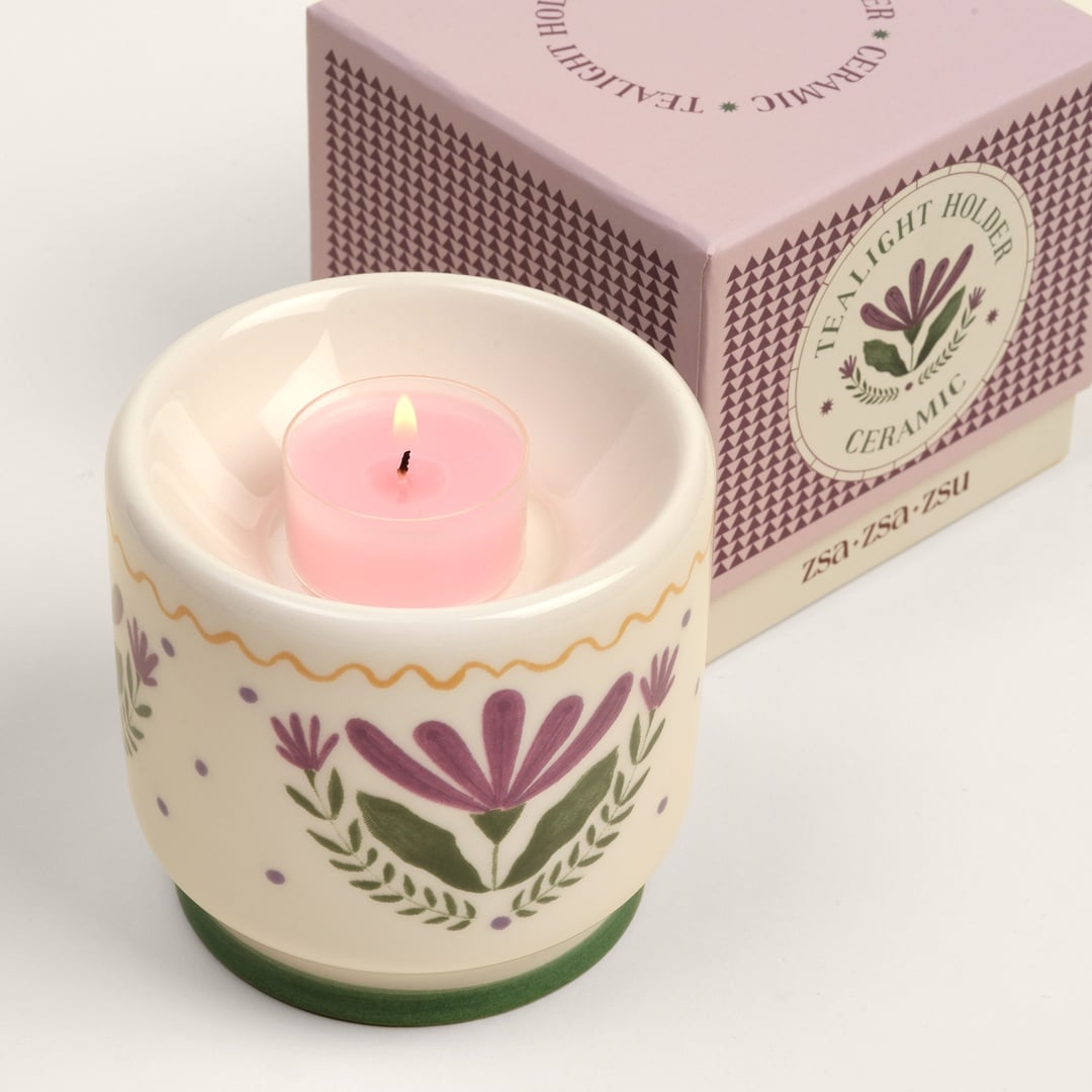 Nana Seramik Mum Tutucu 9 Cm Mürdüm